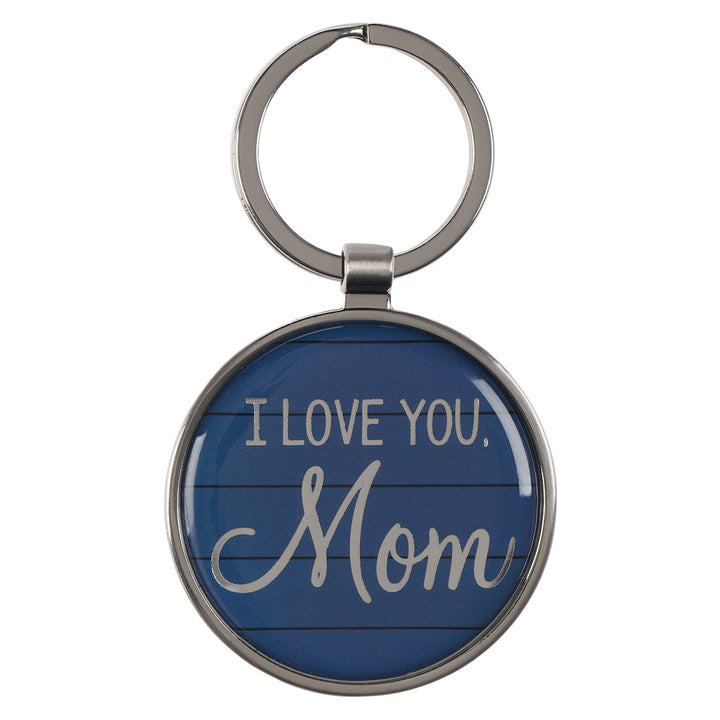 I Love You Mom Navy Metal Key Ring In A Tin - Proverbs 31:29