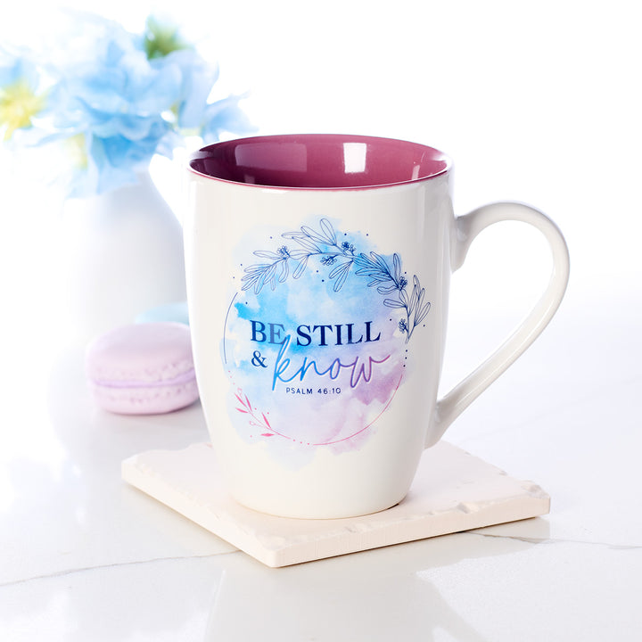 Be Still Watercolor Ceramic Mug - Psalm 46:10