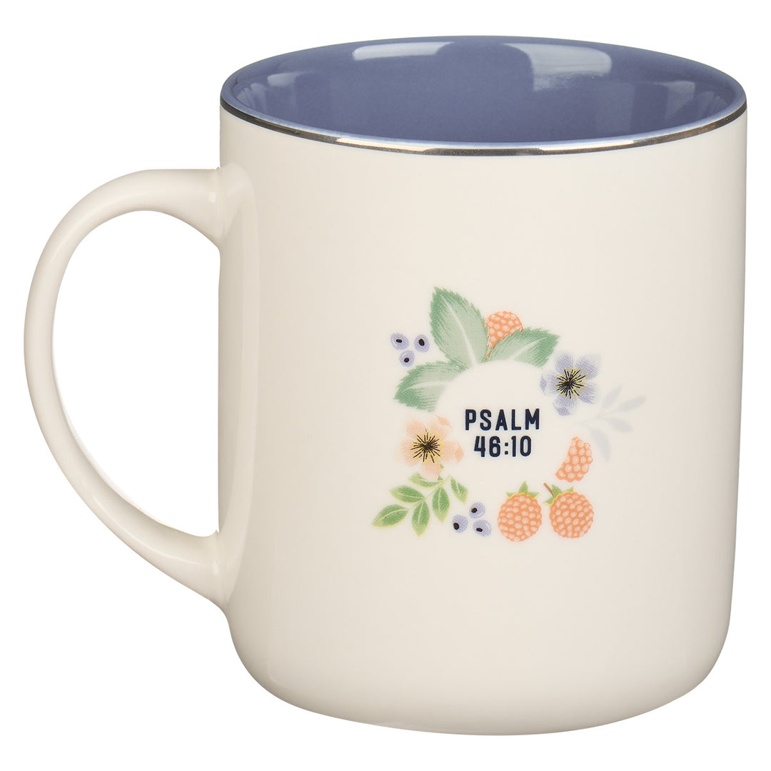 Be Still & Know Floral Purple Interior Ceramic Mug - Ps. 46:10