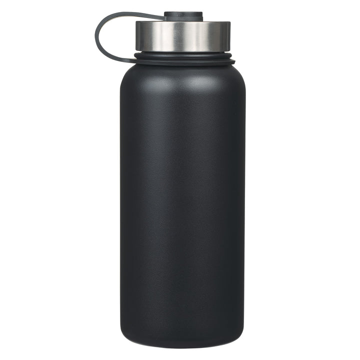 Be Strong Black Stainless Steel Water Bottle - Josh. 1:9