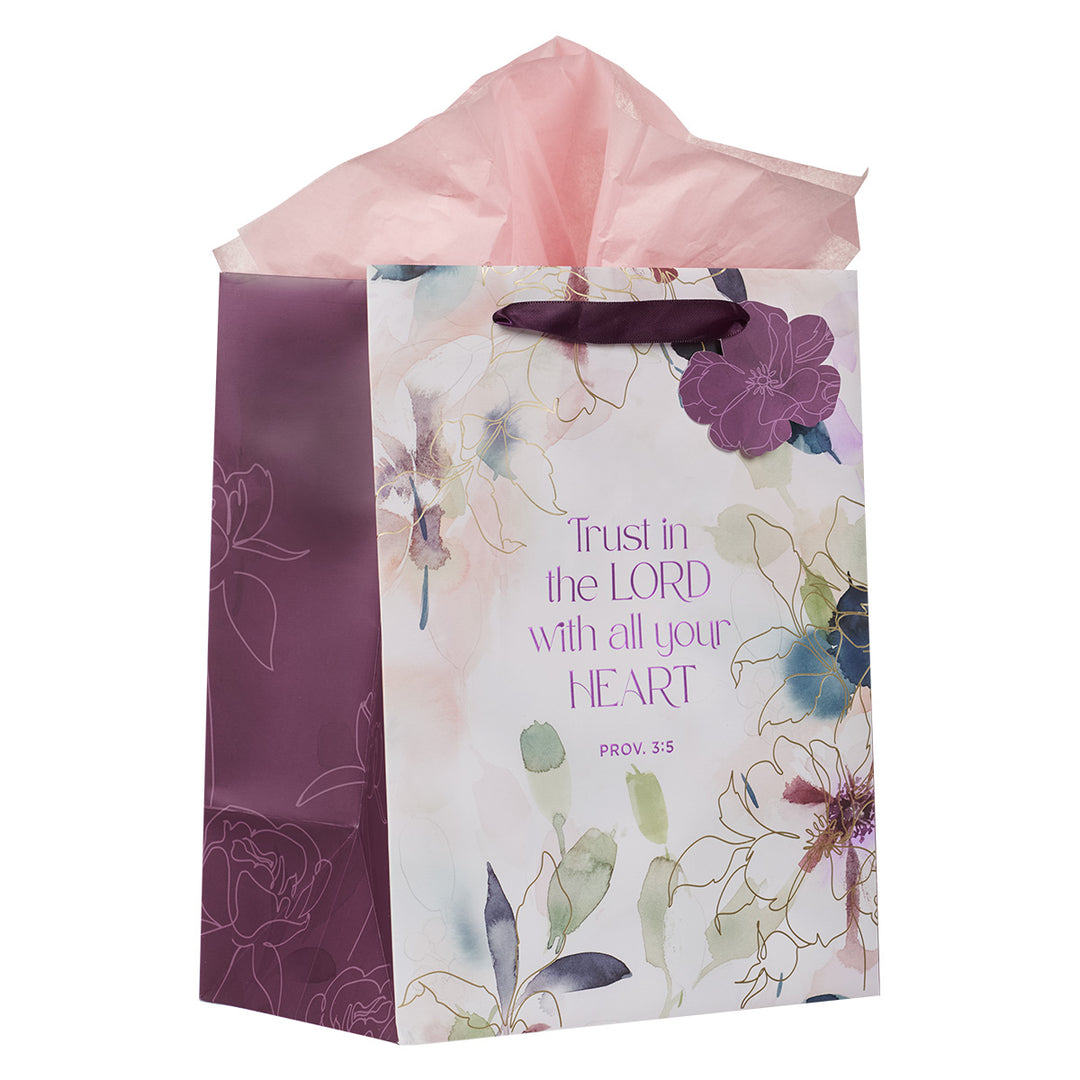 Trust in the Lord with All Your Heart Large Portrait Gift Bag with Gift Tag