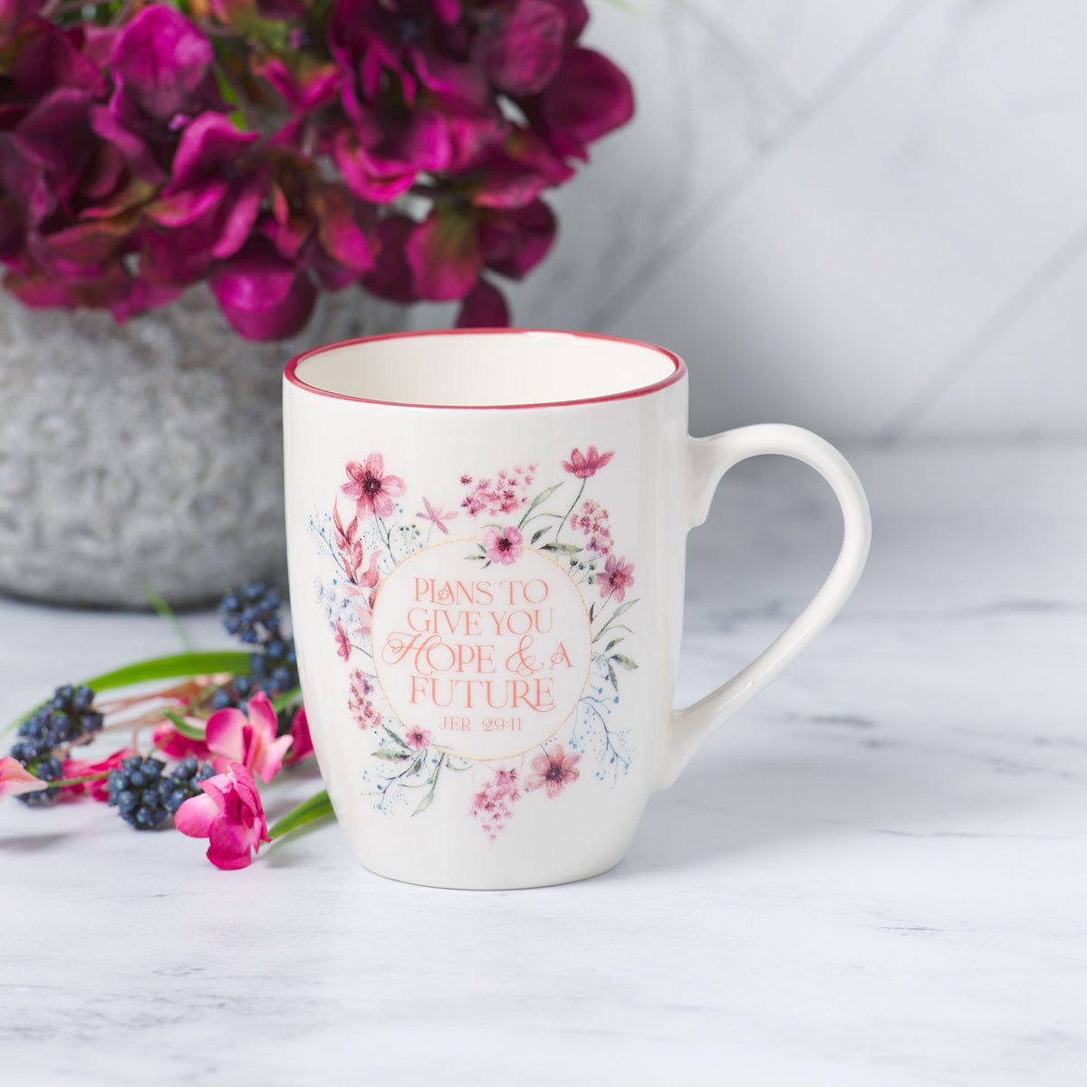 Plans To Give You Hope And A Future Floral Ceramic Mug - Jeremiah 29:11