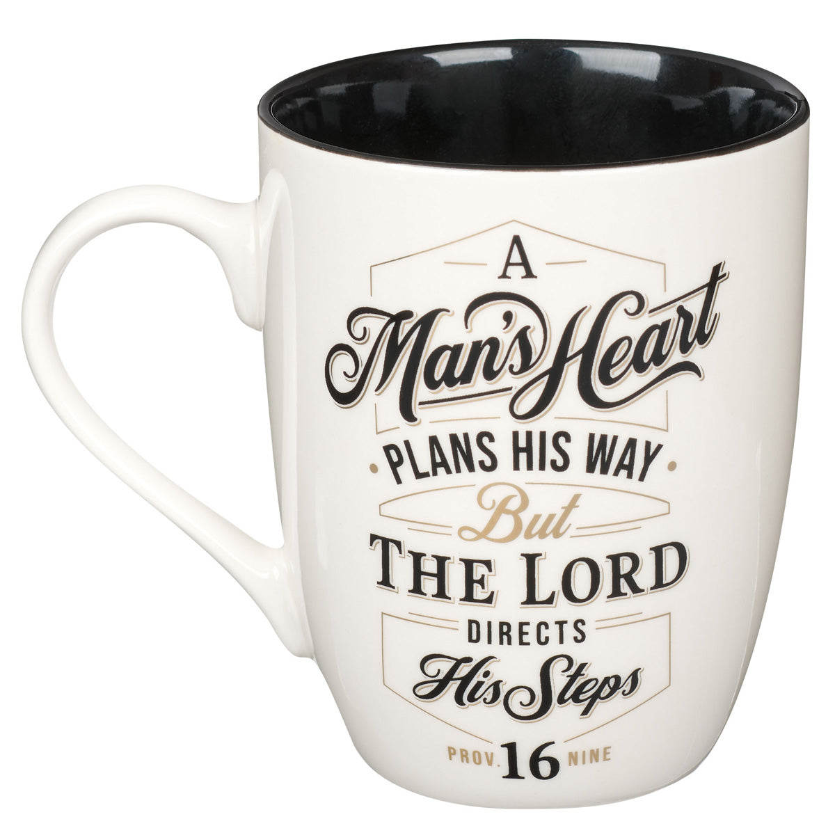A Man's Heart Plans His Way Ceramic Mug With Black Interior - Proverbs 16:9