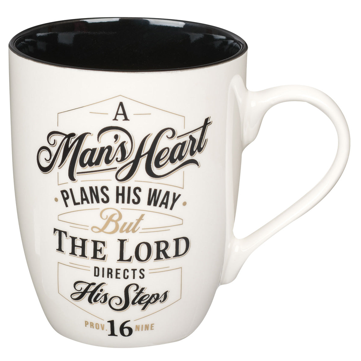 A Man's Heart Plans His Way Ceramic Mug With Black Interior - Proverbs 16:9