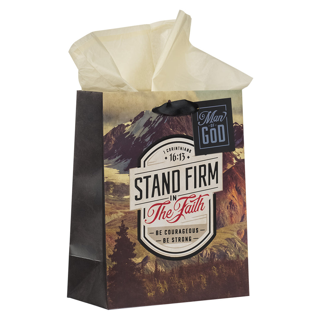 Stand Firm in the Faith Be Courageous Be Strong Medium Gift Bag with Gift Tag