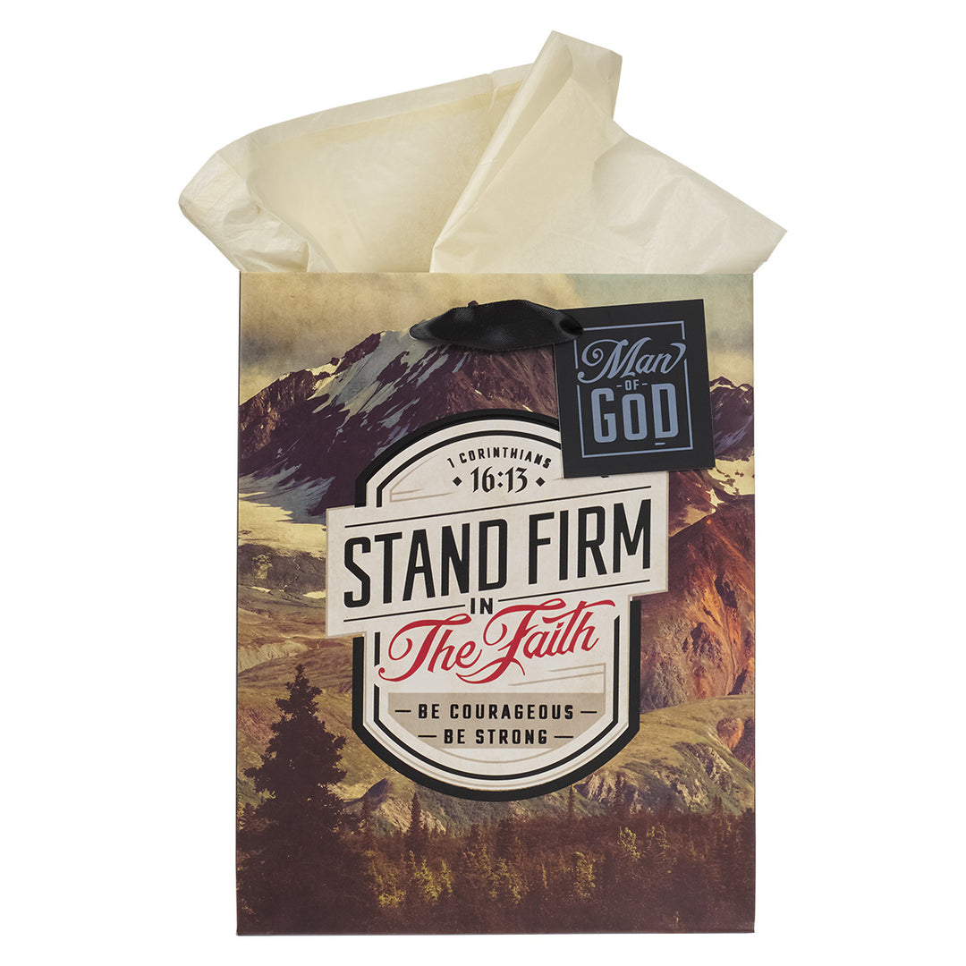 Stand Firm in the Faith Be Courageous Be Strong Medium Gift Bag with Gift Tag