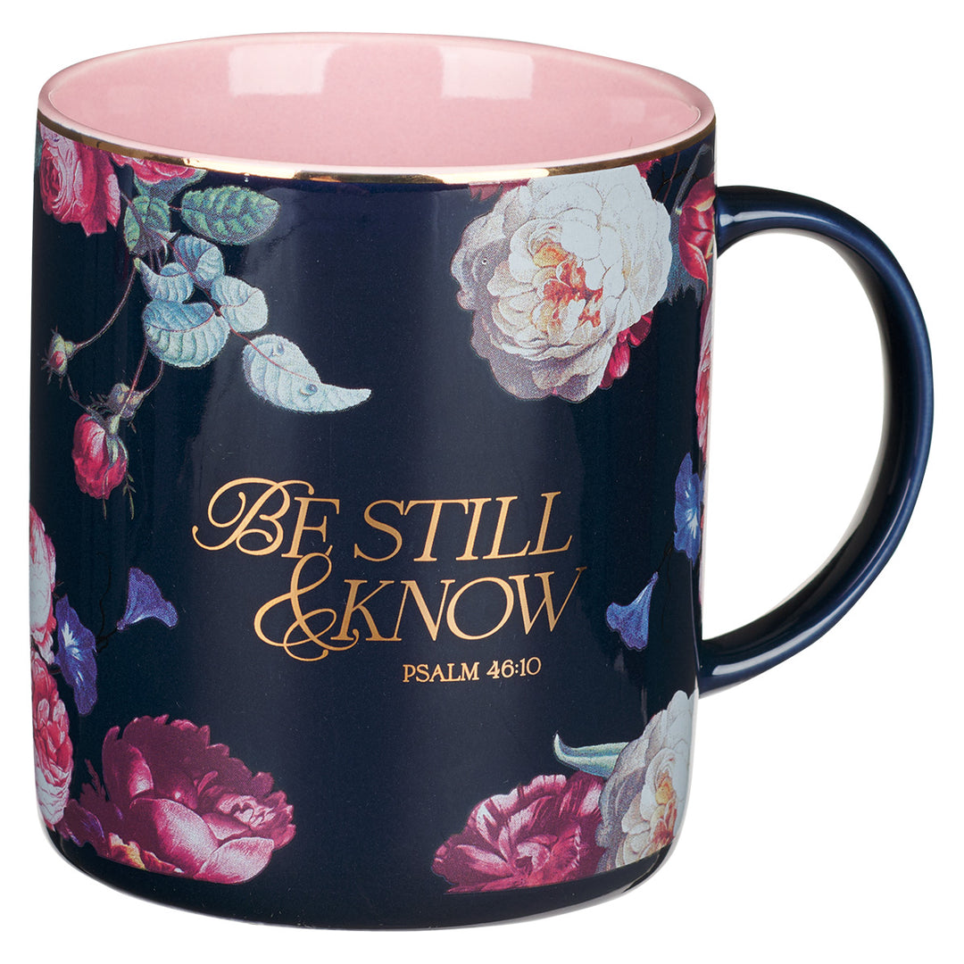 Be Still and Know Navy with Pink Interior Ceramic Mug