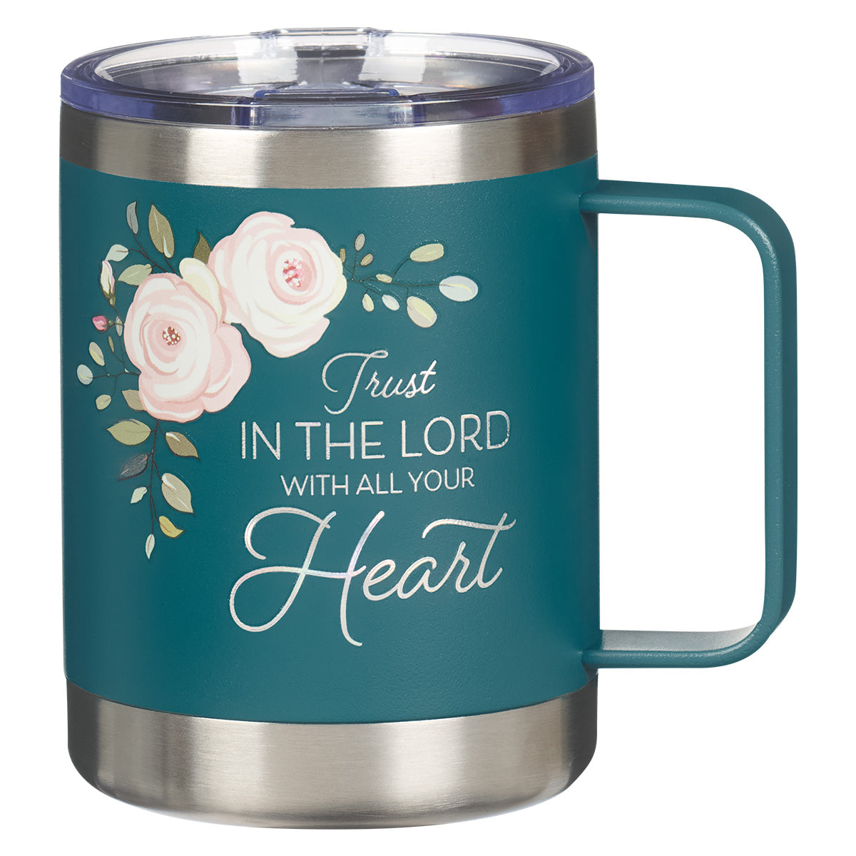 Travel Mug - Trust in the Lord (Stainless Steel, Teal, Camp Style)