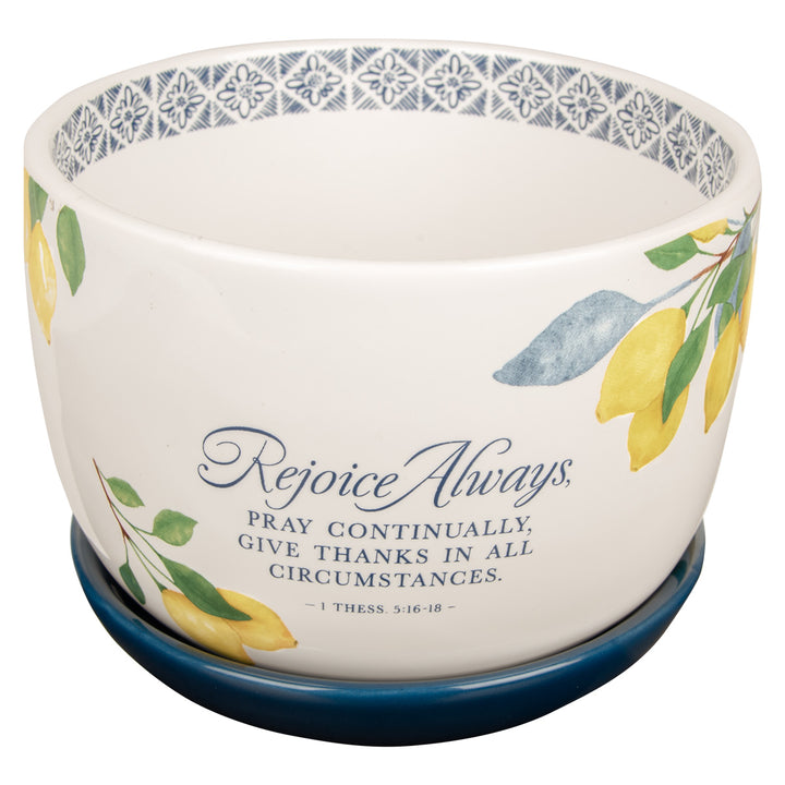 Rejoice Always Lemons Ceramic Planter