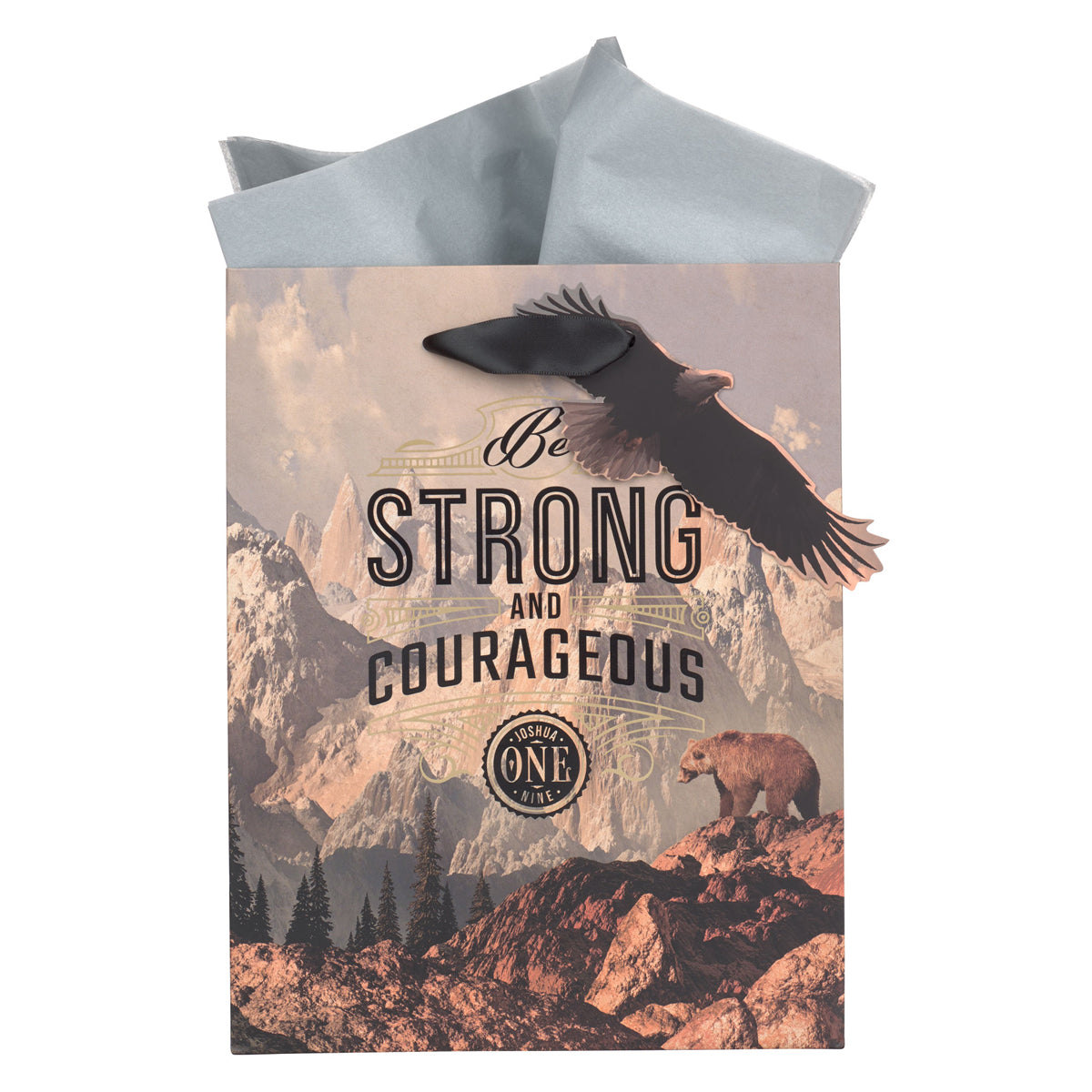 Be Strong and Courageous Medium Gift Bag with Gift Tag