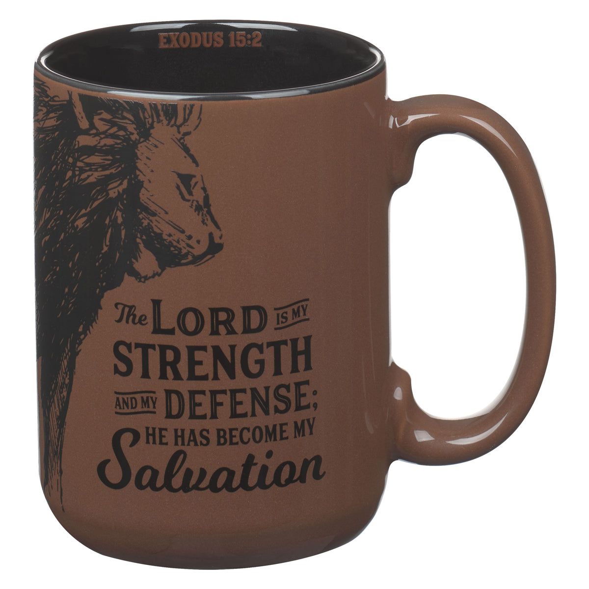 The Lord Is My Strength and My Defense; He Has Become My Salvation Brown Ceramic Mug