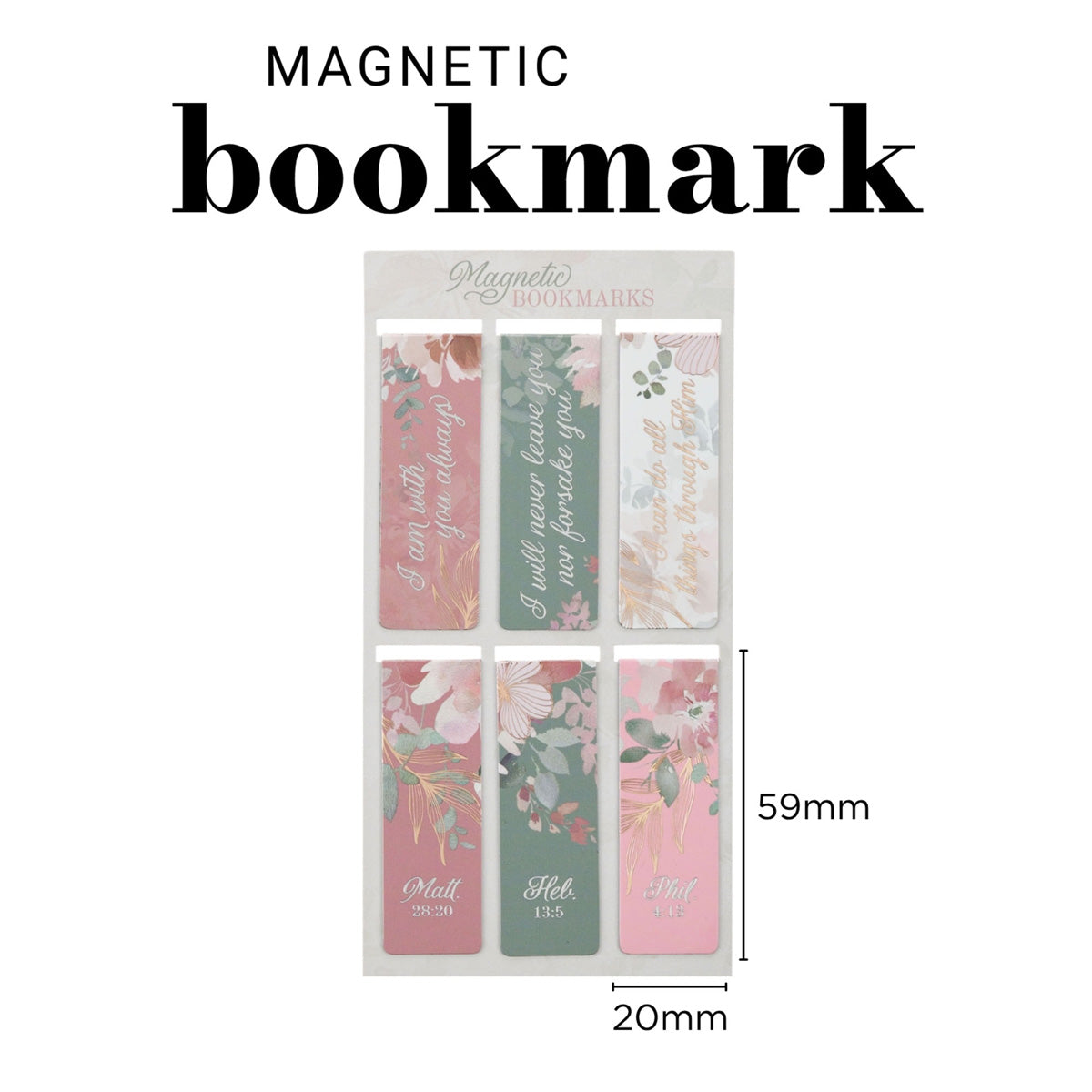 Foiled Floral Six-Piece Magnetic Bookmark Set