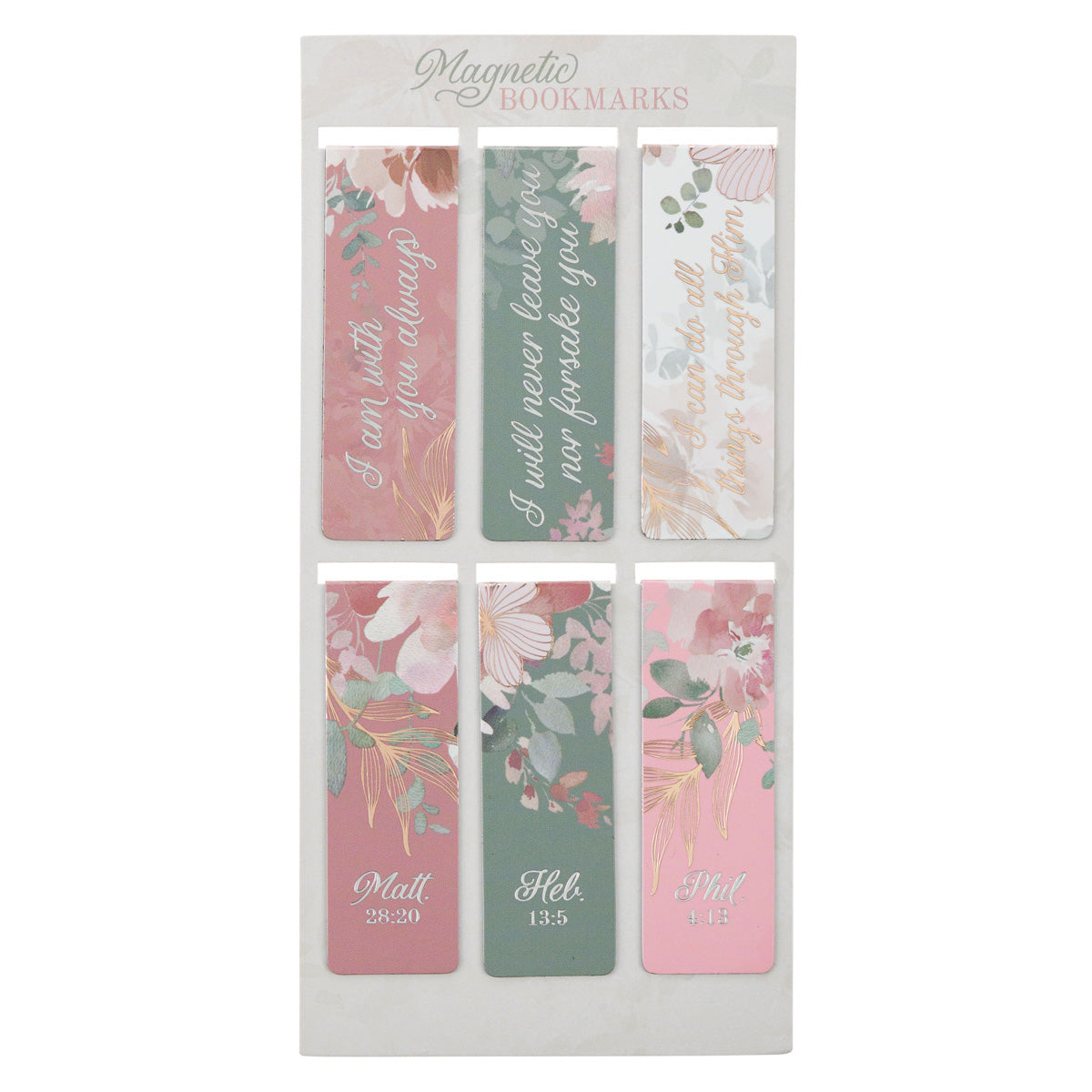 Foiled Floral Six-Piece Magnetic Bookmark Set