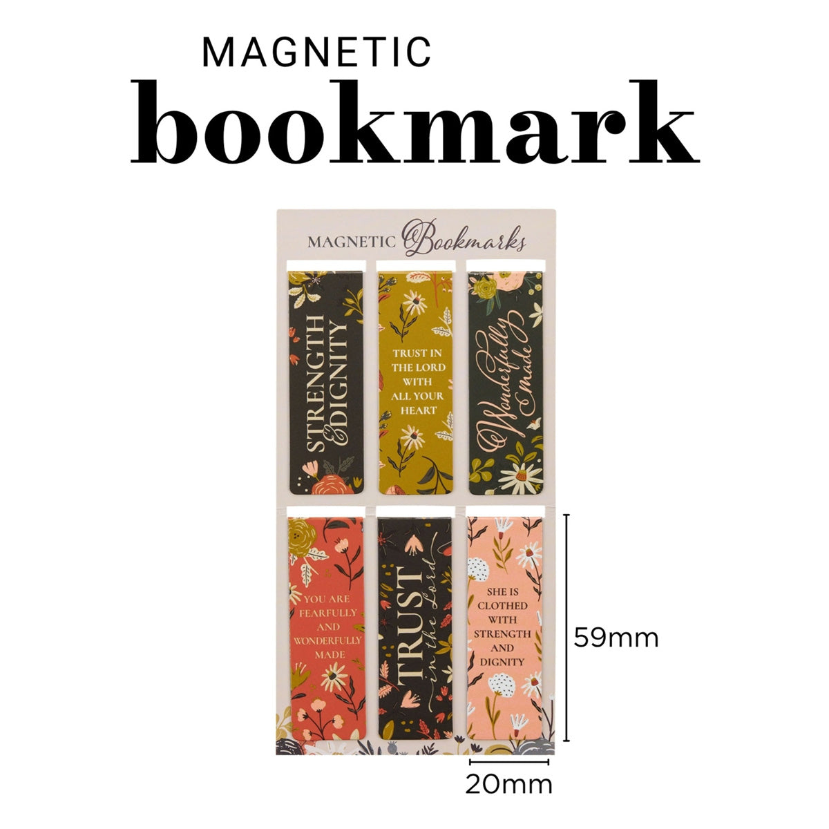 Warm Florals Six-Piece Magnetic Bookmark Set