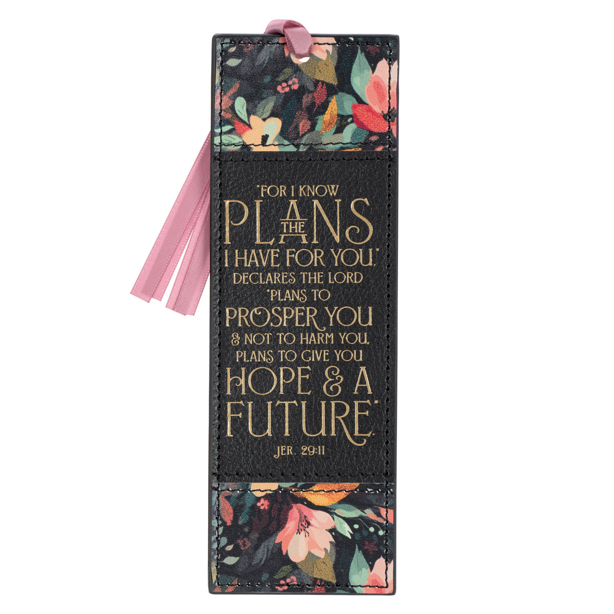 For I Know the Plans I Have For You Black Faux Leather Bookmark