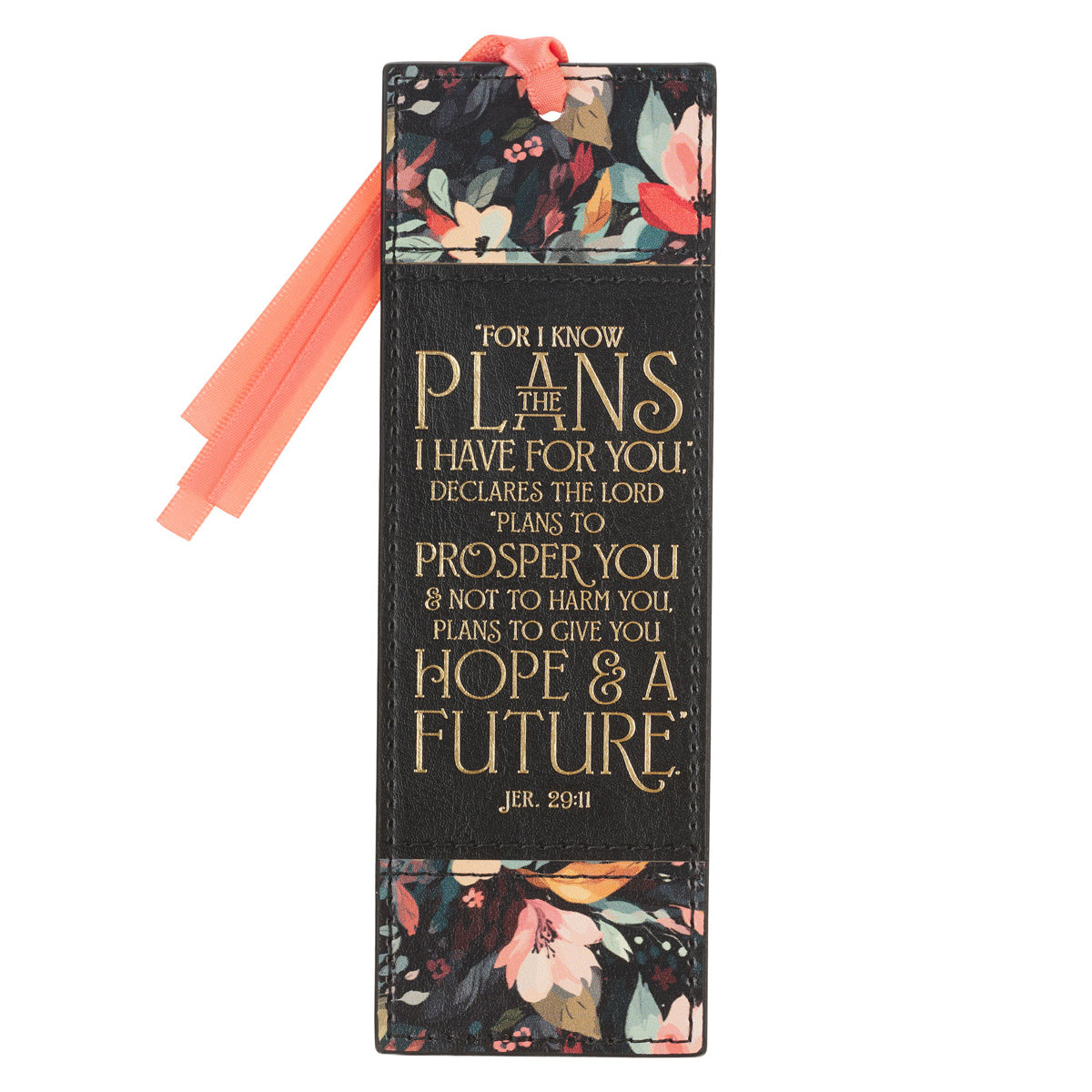 For I Know the Plans I Have For You Black Faux Leather Bookmark