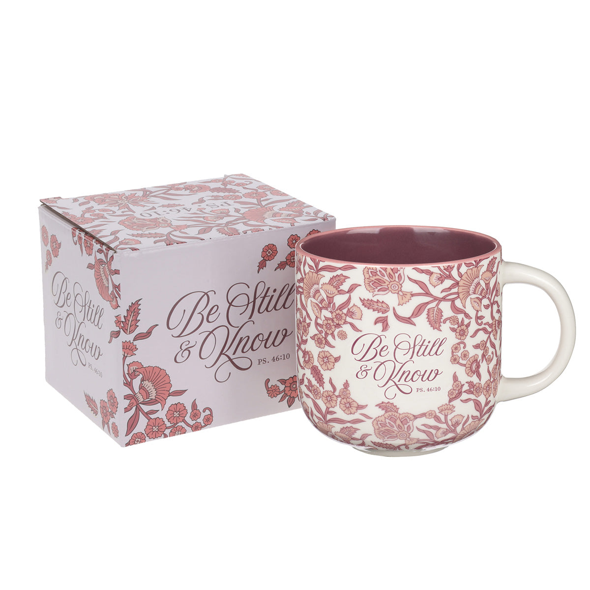 Be Still & Know Ceramic Mug with Burgundy Interior