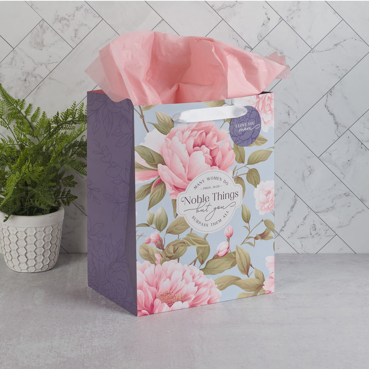 Many Women Do Noble Things but You Surpass Them All Portrait Gift Bag with Gift Tag