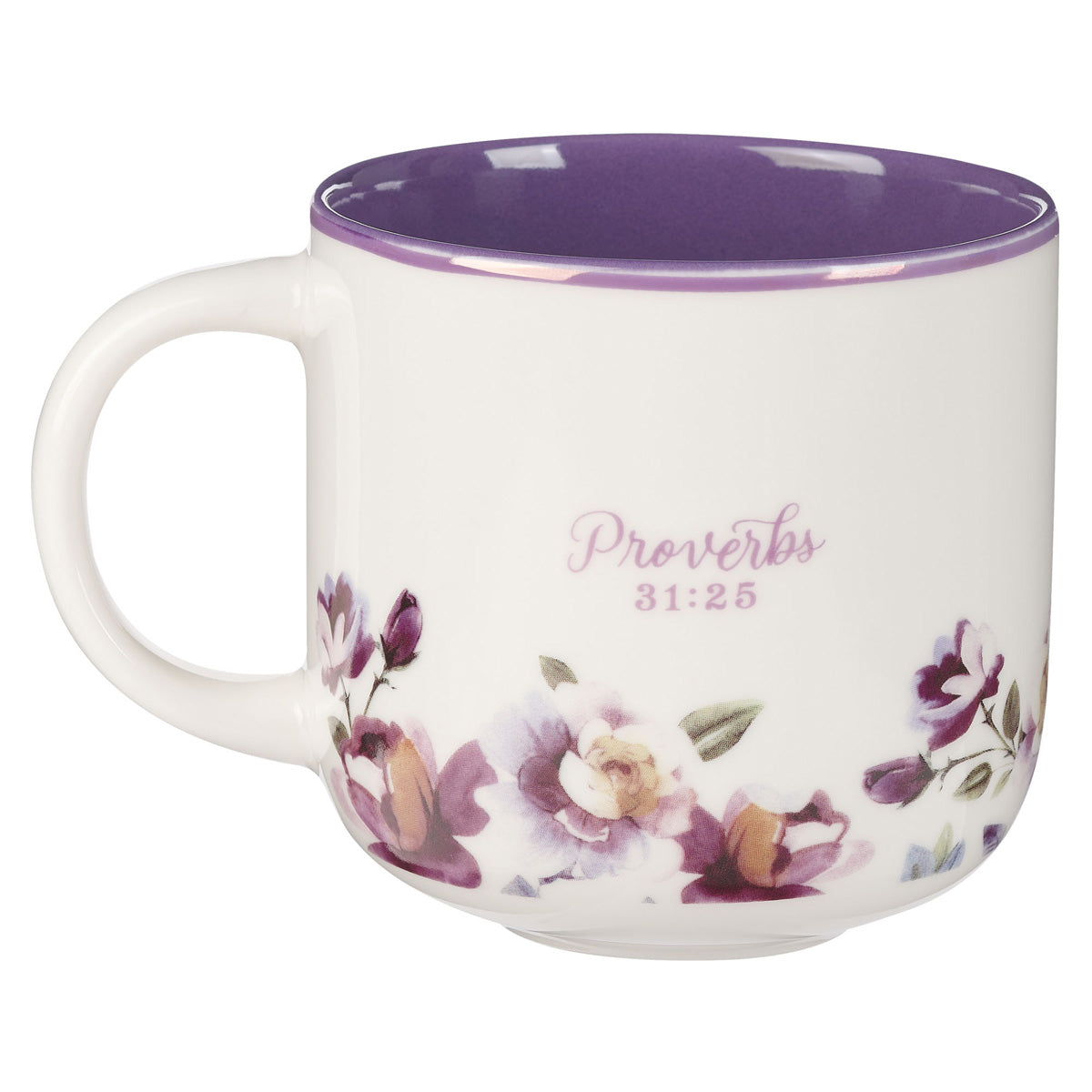 Strength and Dignity Ceramic Mug with Purple Interior
