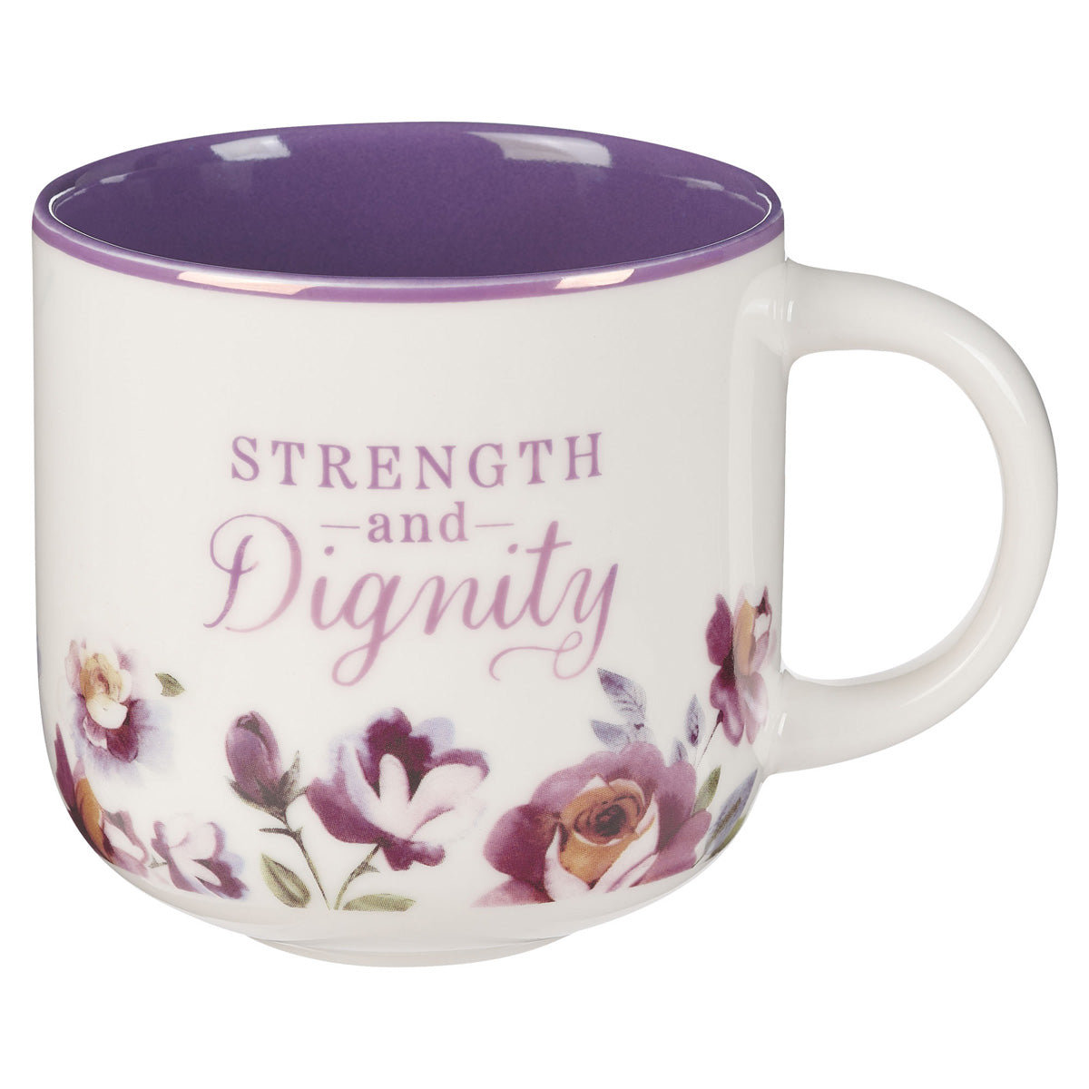 Strength and Dignity Ceramic Mug with Purple Interior