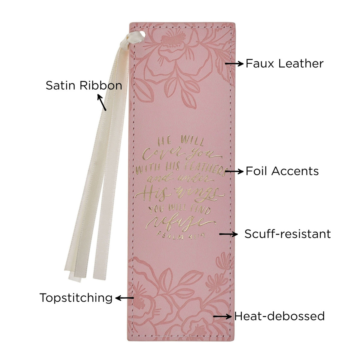 He Will Cover You with His Feathers and Under His Wings You Will Find Refuge Faux Leather Bookmark