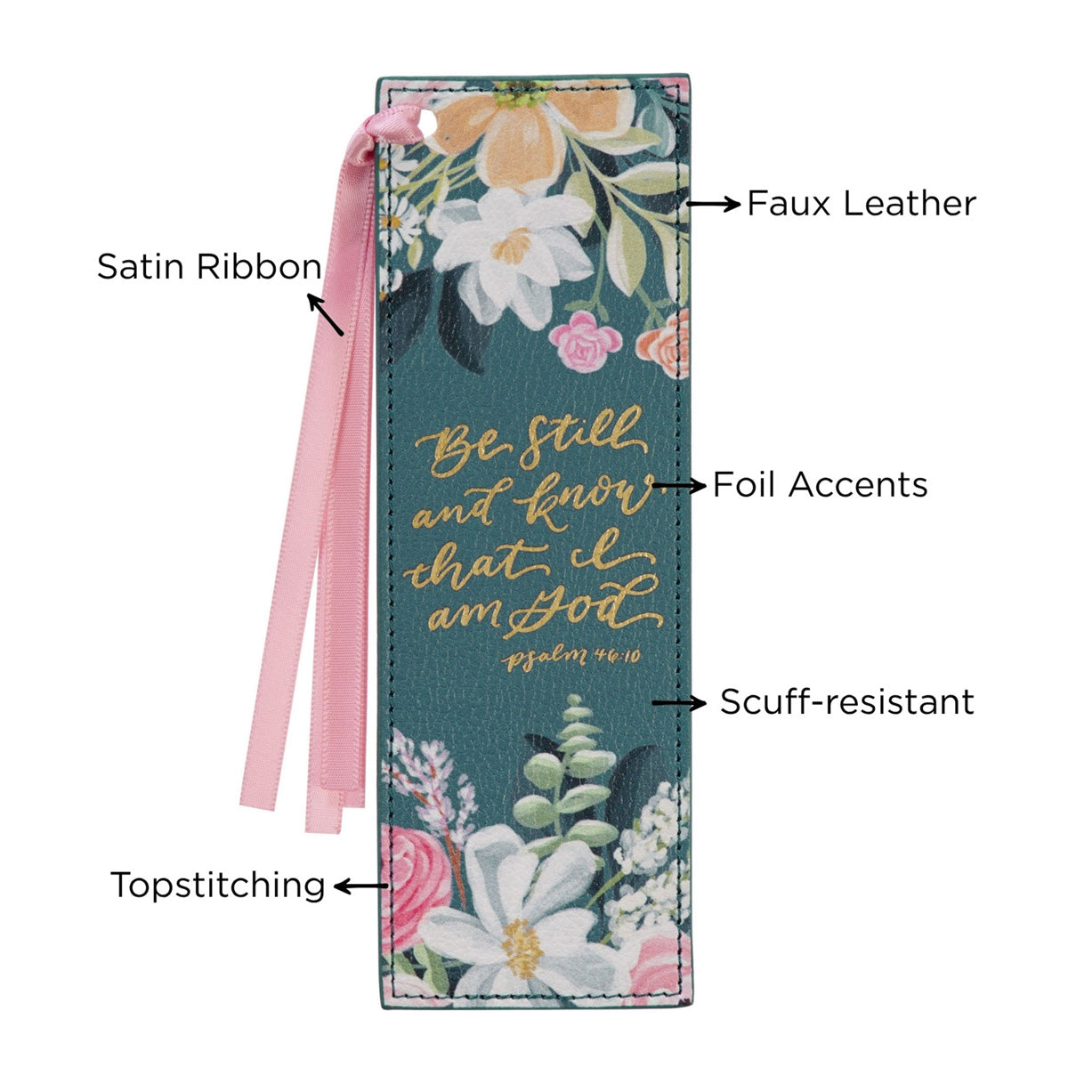 Be Still and Know That I Am God Teal Faux Leather Bookmark