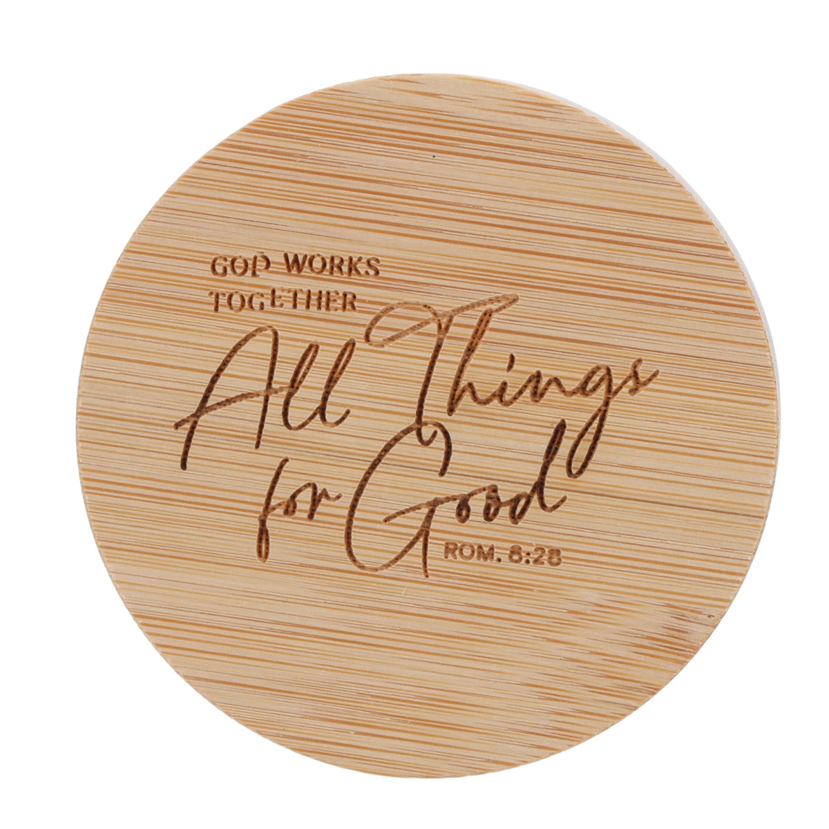 God Works Together All Things for Good Calming Breeze Scented Candle with Bamboo Lid