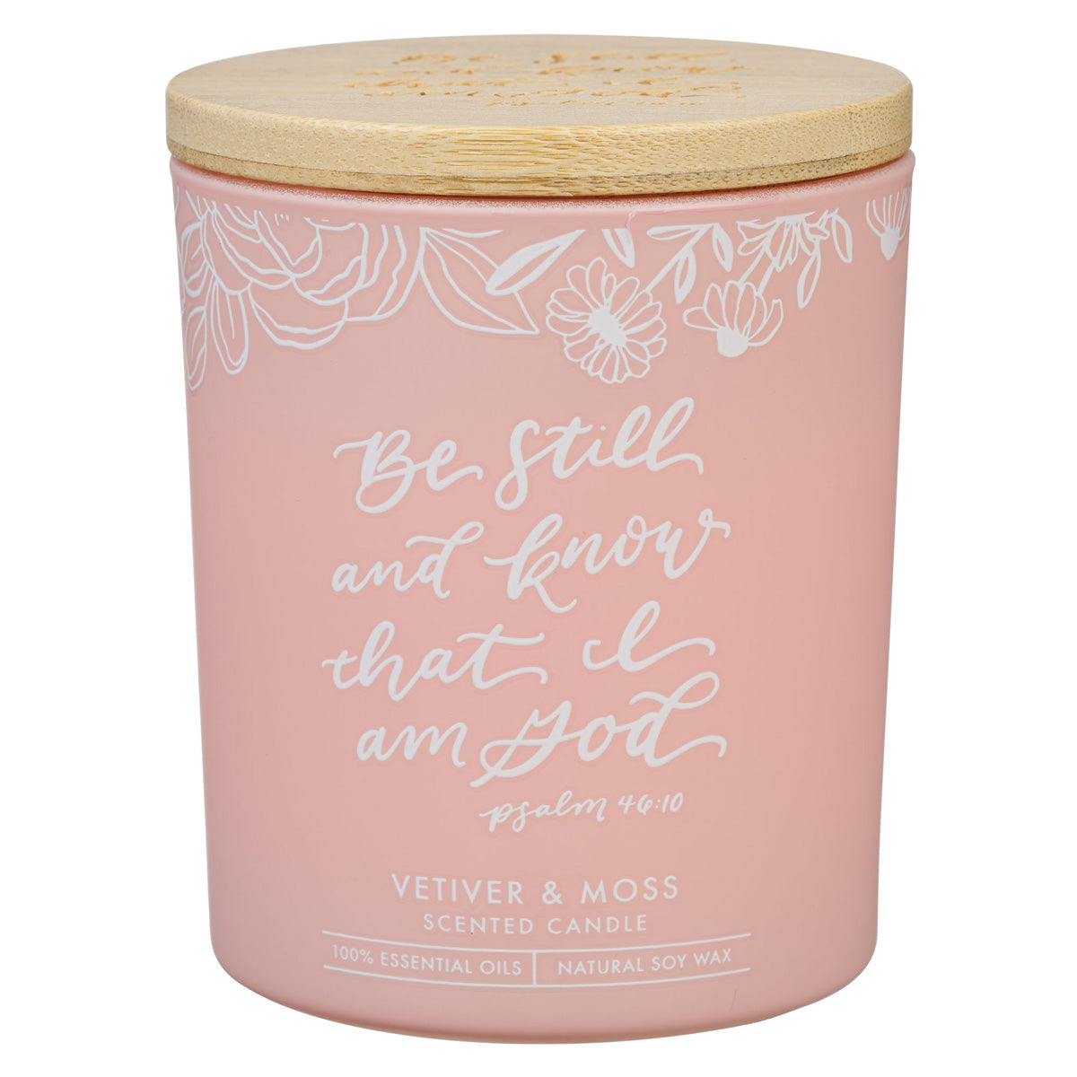 Be Still and Know That I Am God Vetiver and Moss Scented Candle with Bamboo Lid