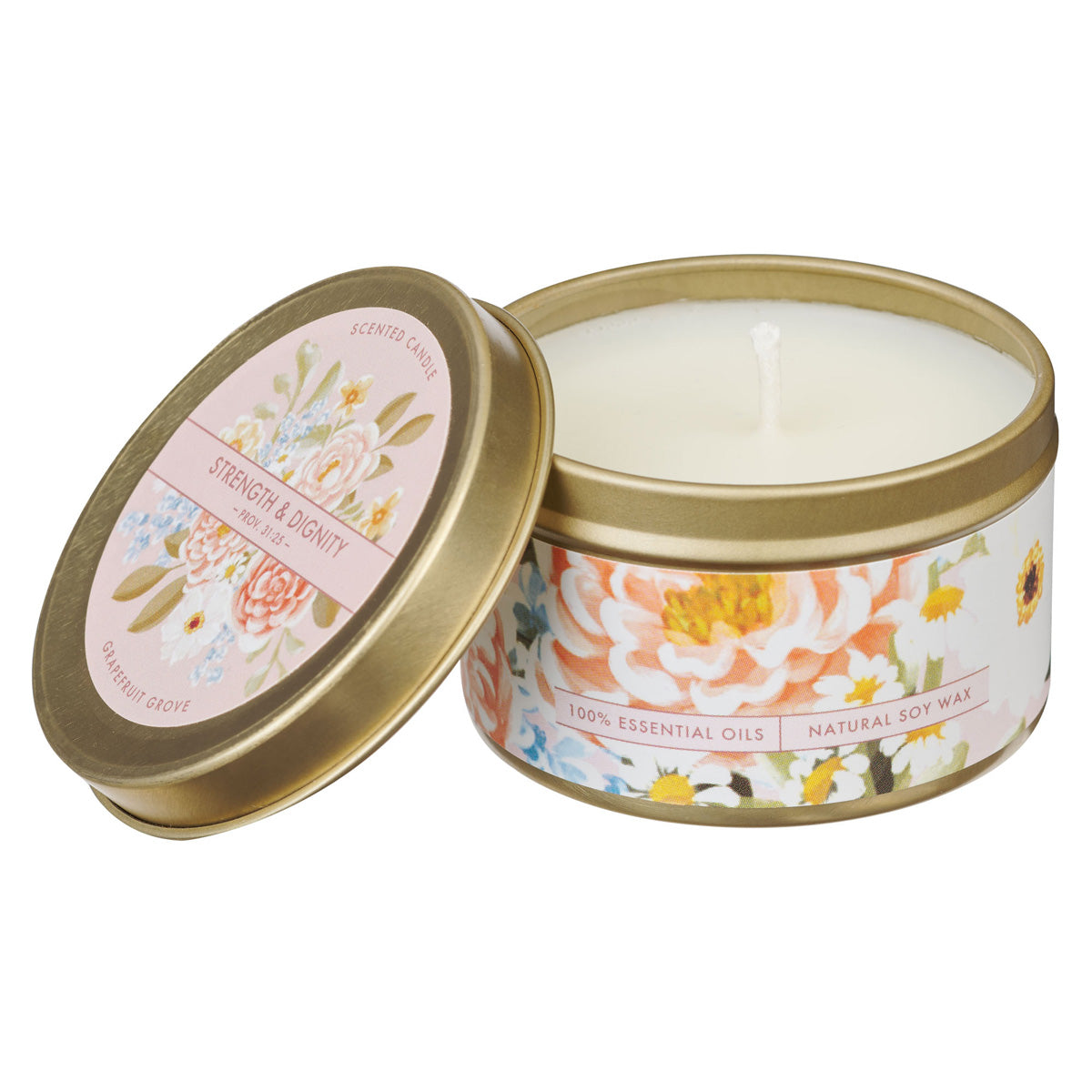 Strength and Dignity Grapefruit Grove Scented Candle in Tin