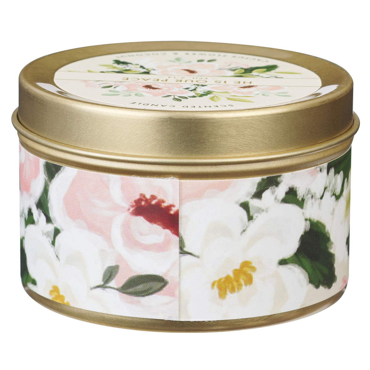 He Is Our Peace Cactus Flower and Coconut Scented Candle in Tin