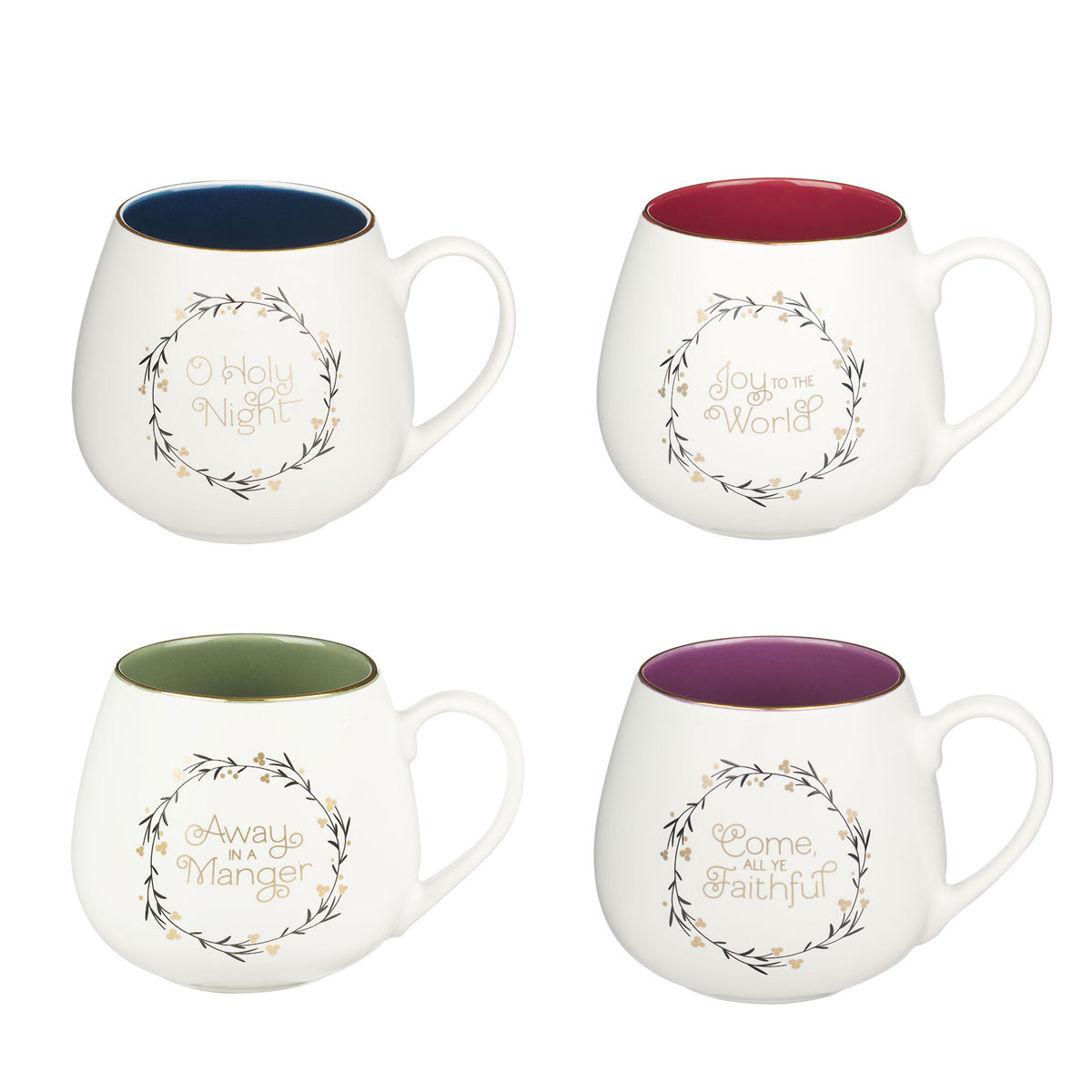 Christmas Wreath Four-Piece Ceramic Mug Set