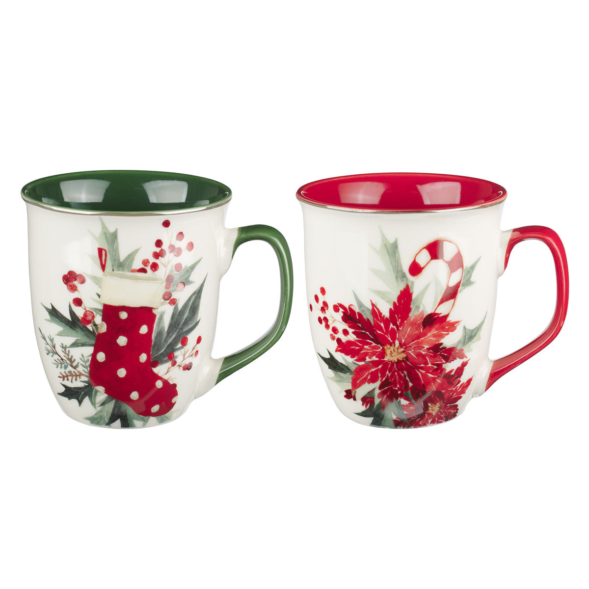 Christmas Time Berries Two-Piece Ceramic Mug Set