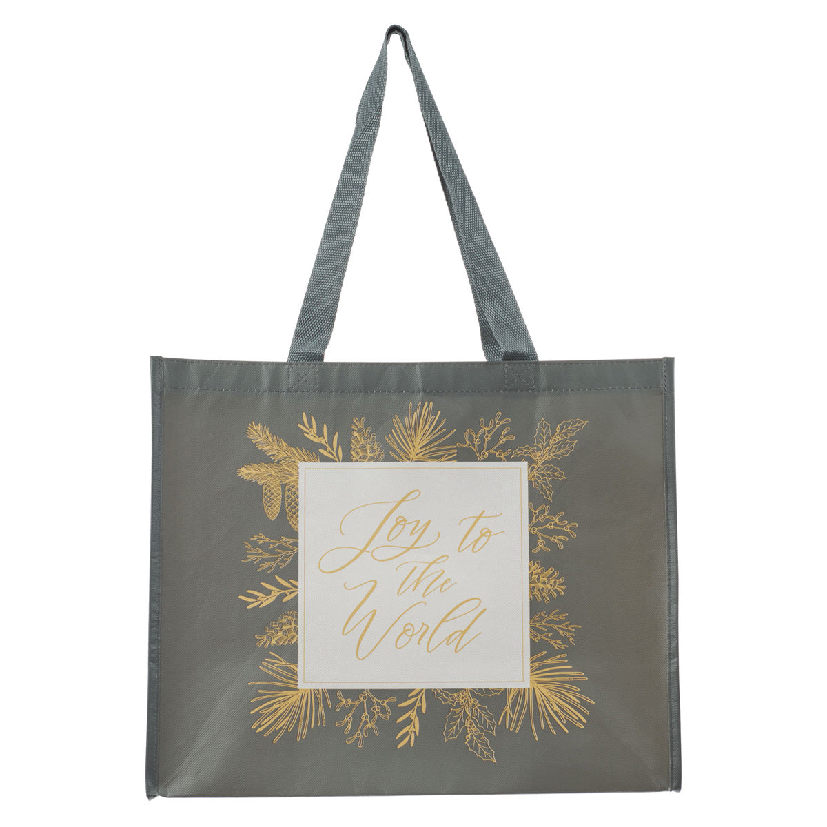Joy to the World Grey Non-Woven Extra Large Tote Bag