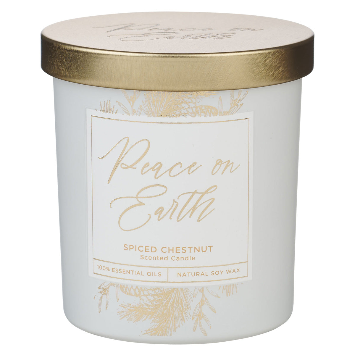 Peace on Earth Spiced Chestnut Scented Candle with Metal Lid