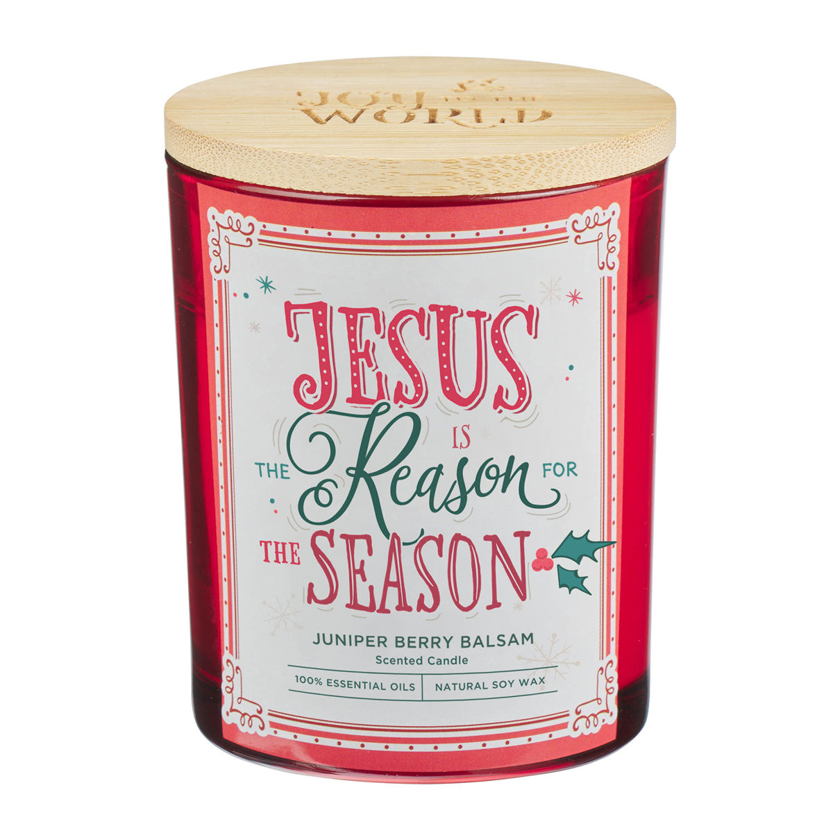 Jesus Is the Reason for the Season Juniper Berry Balsam Scented Candle with Bamboo Lid
