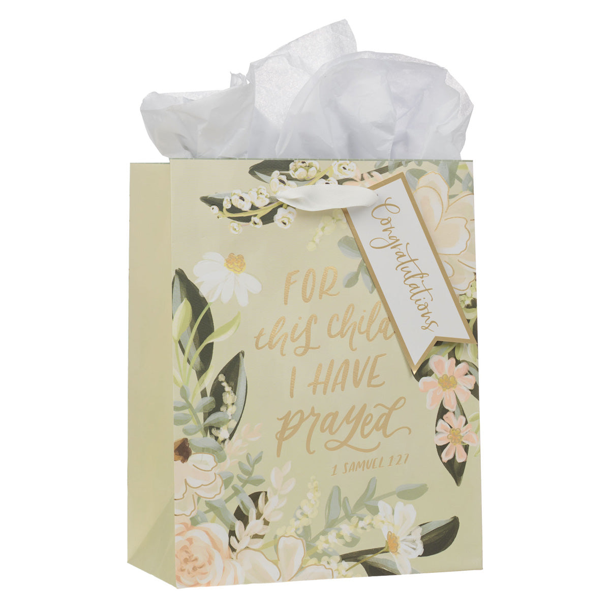For This Child I Have Prayed Medium Gift Bag with Gift Tag
