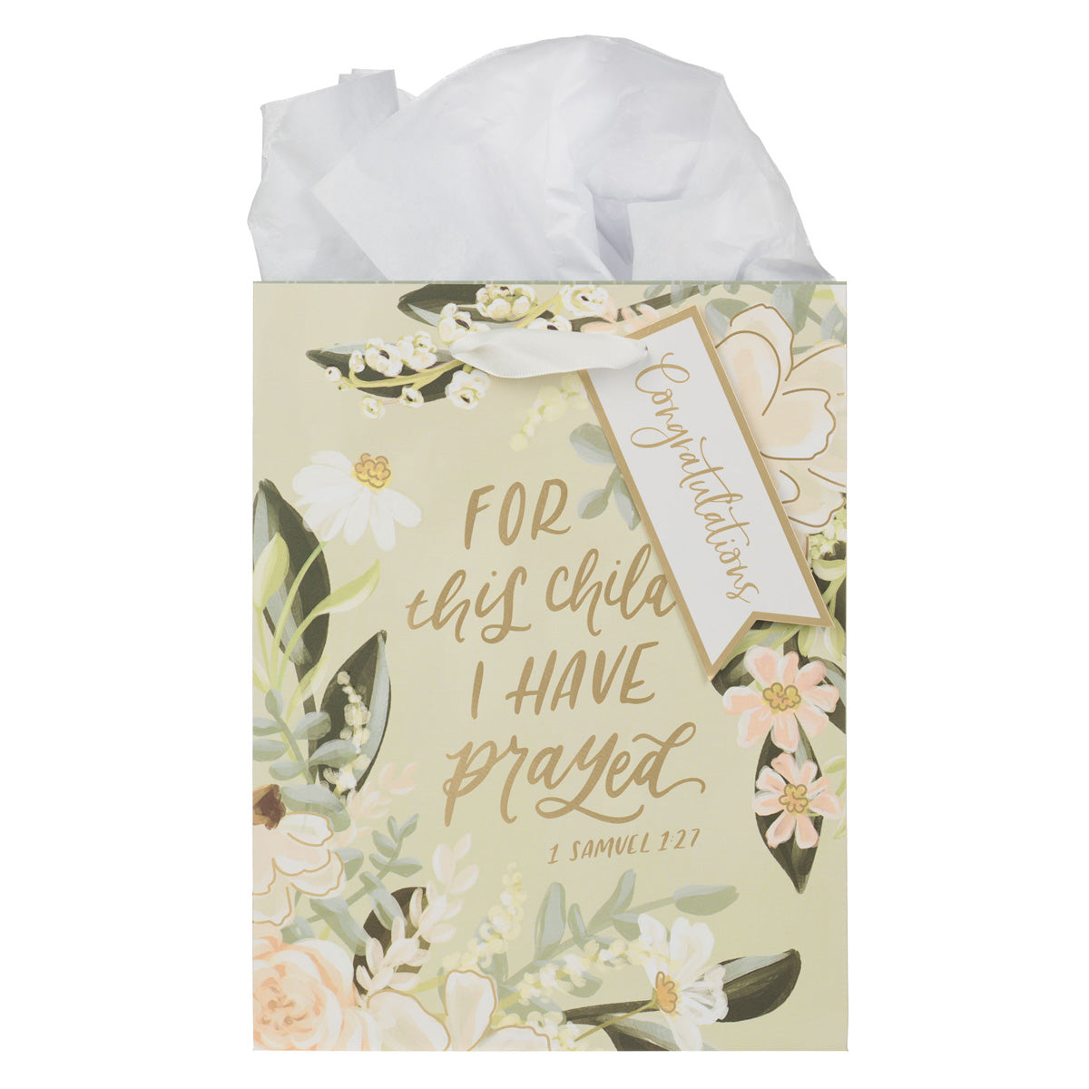 For This Child I Have Prayed Medium Gift Bag with Gift Tag