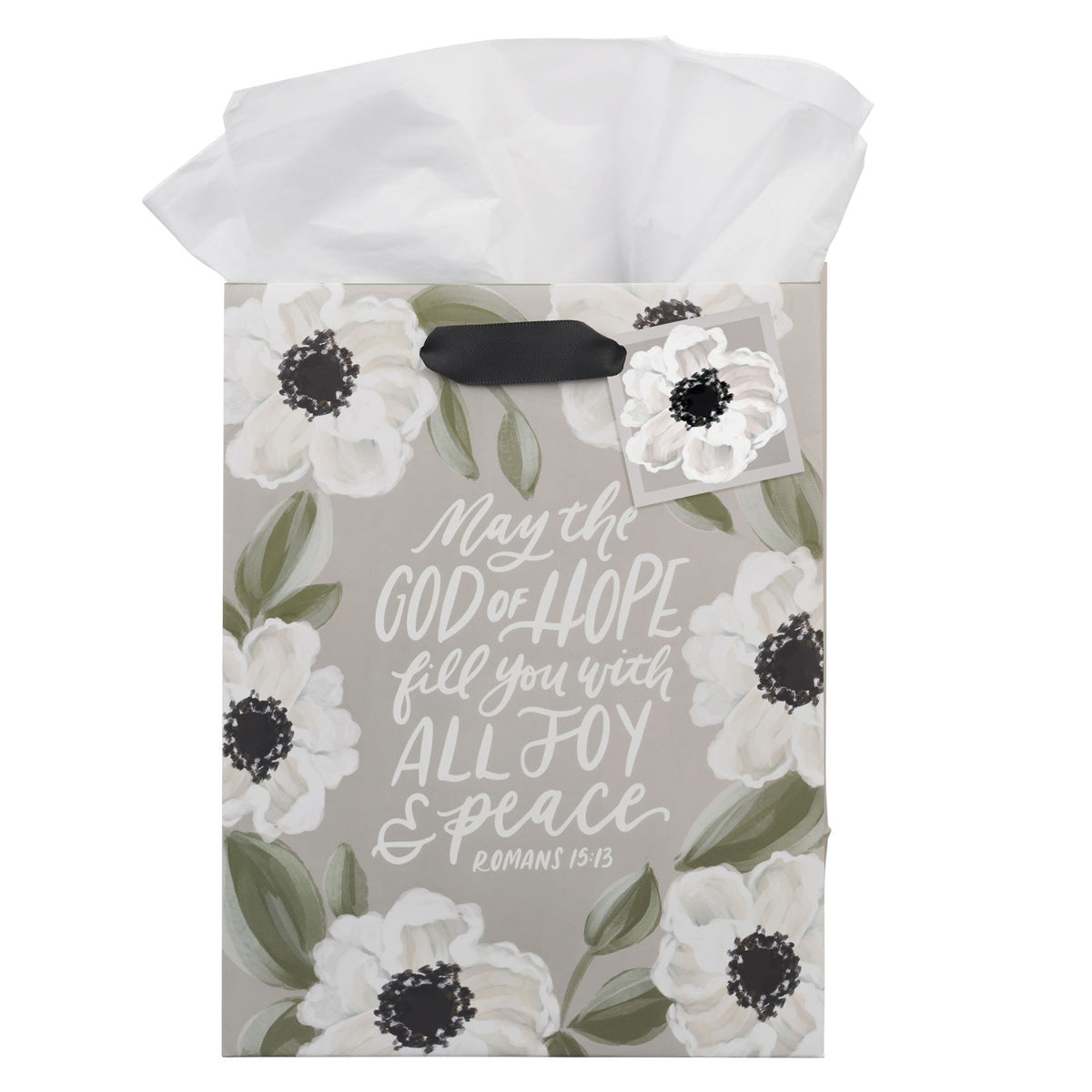 May the God of Hope Fill You with All Joy and Peace Medium Gift Bag with Gift Tag