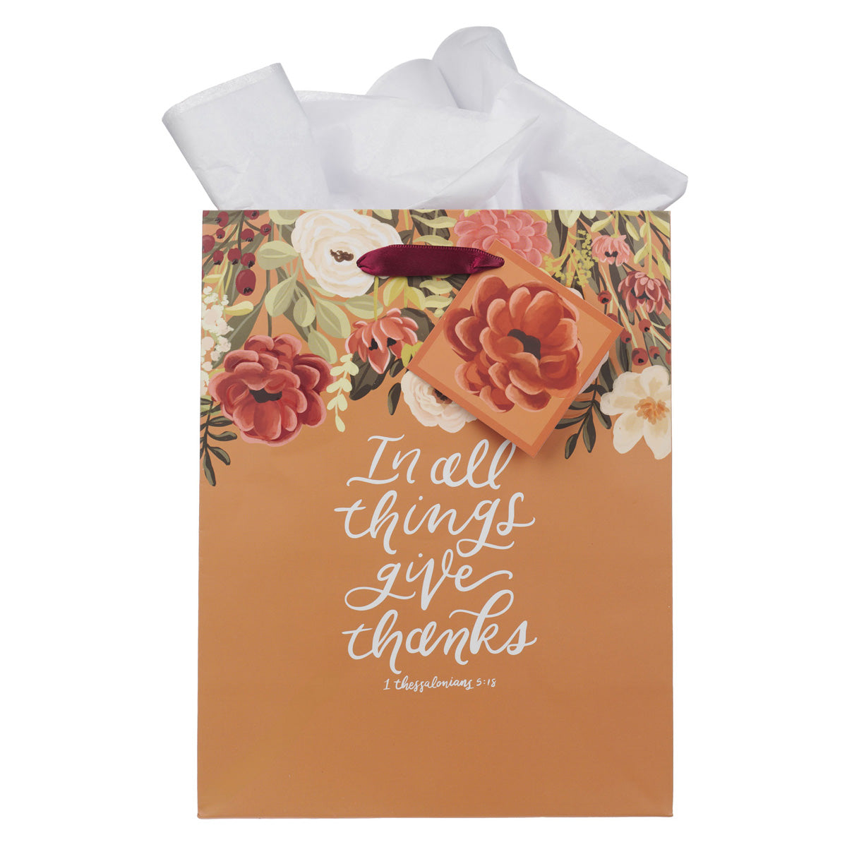 In All Things Give Thanks Medium Gift Bag with Gift Tag