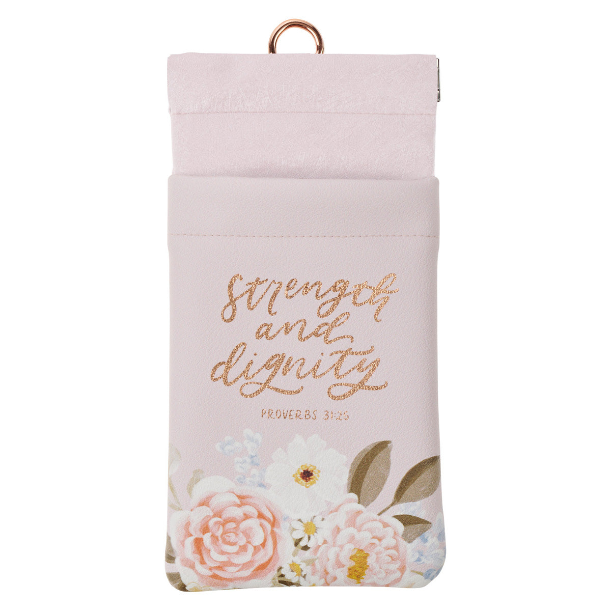 Strength and Dignity Pink Faux Leather Eyeglass Case