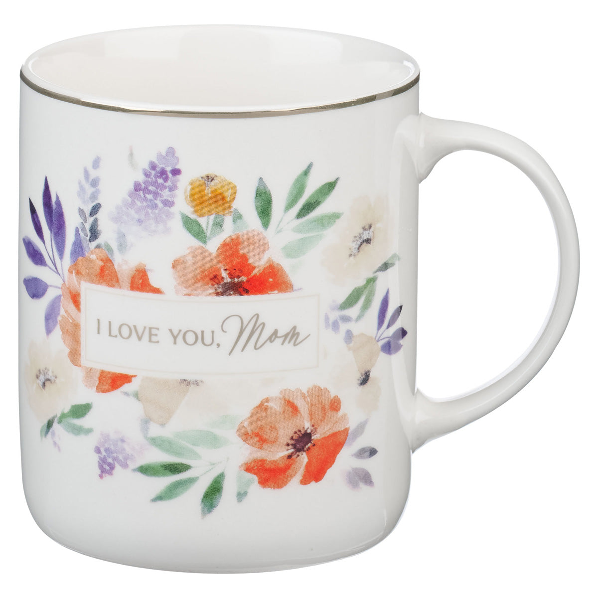 I Love You, Mom Floral Ivory Ceramic Mug