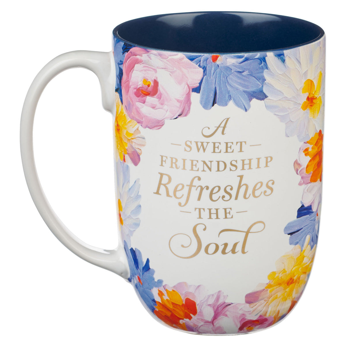 A Sweet Friendship Refreshes the Soul Painted Floral Ceramic Mug