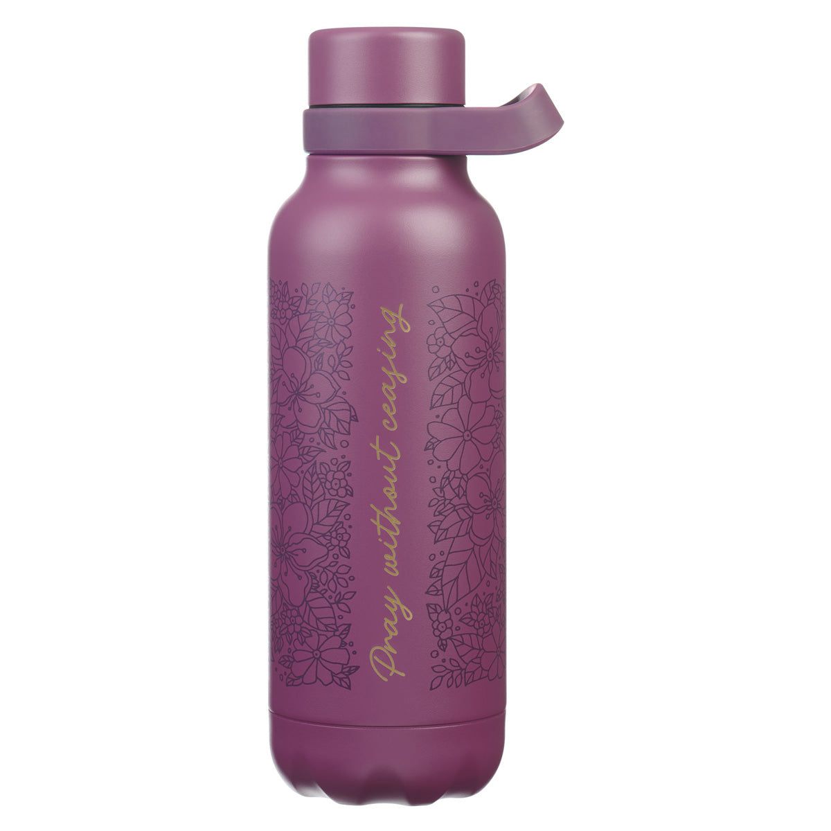 Pray Without Ceasing Purple Stainless Steel Water Bottle