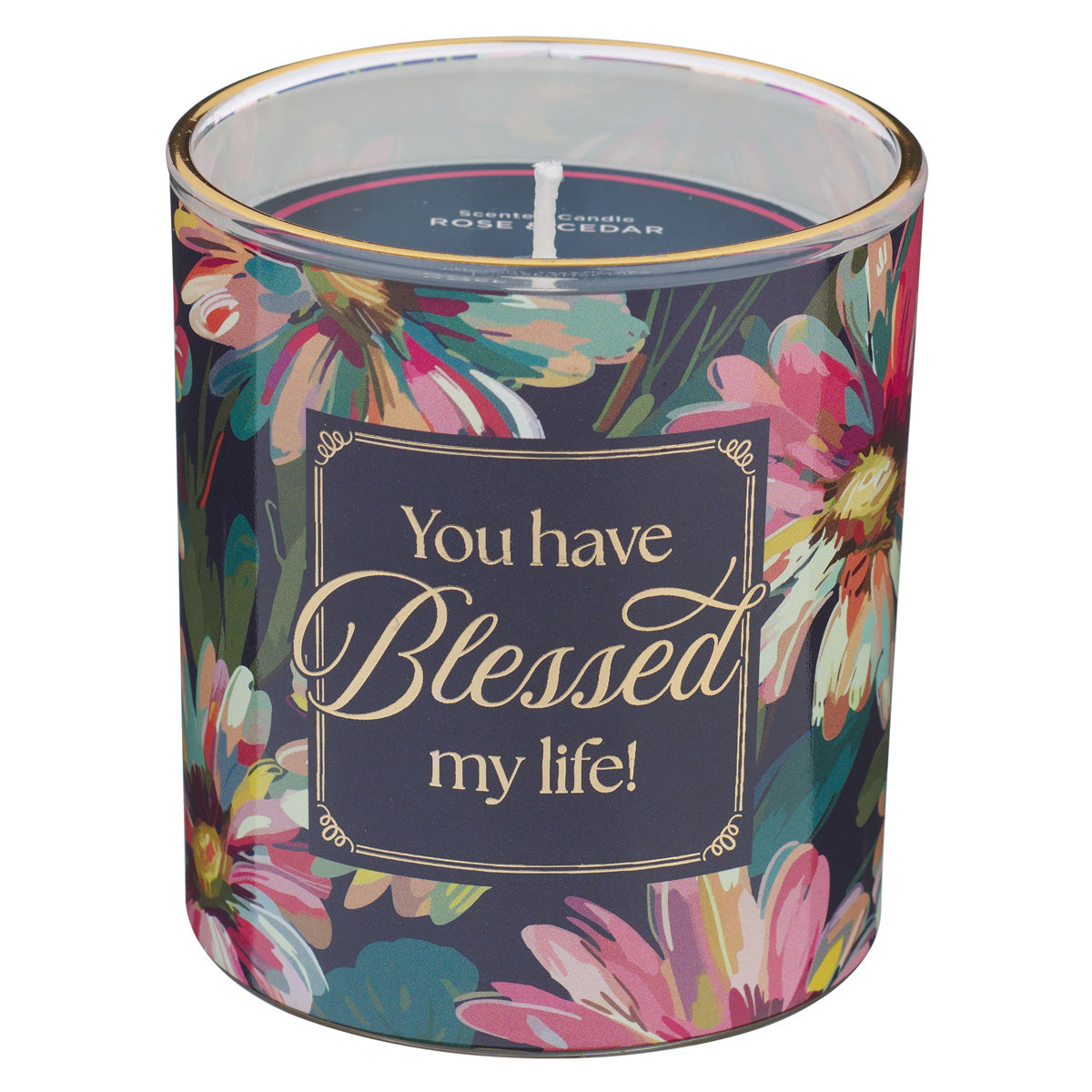 You Have Blessed My Life Rose and Cedar Fragrance Scented Candle with Dust Cover