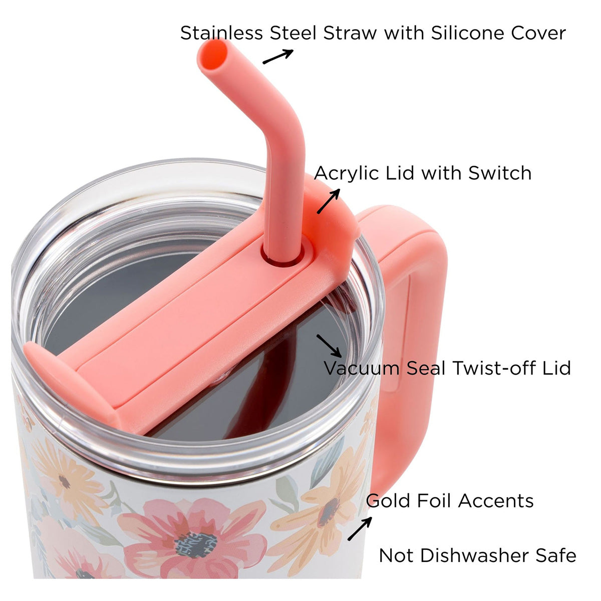 Teachers Plant Seeds That Grow Forever Large Stainless Steel Mug with Handle and Straw
