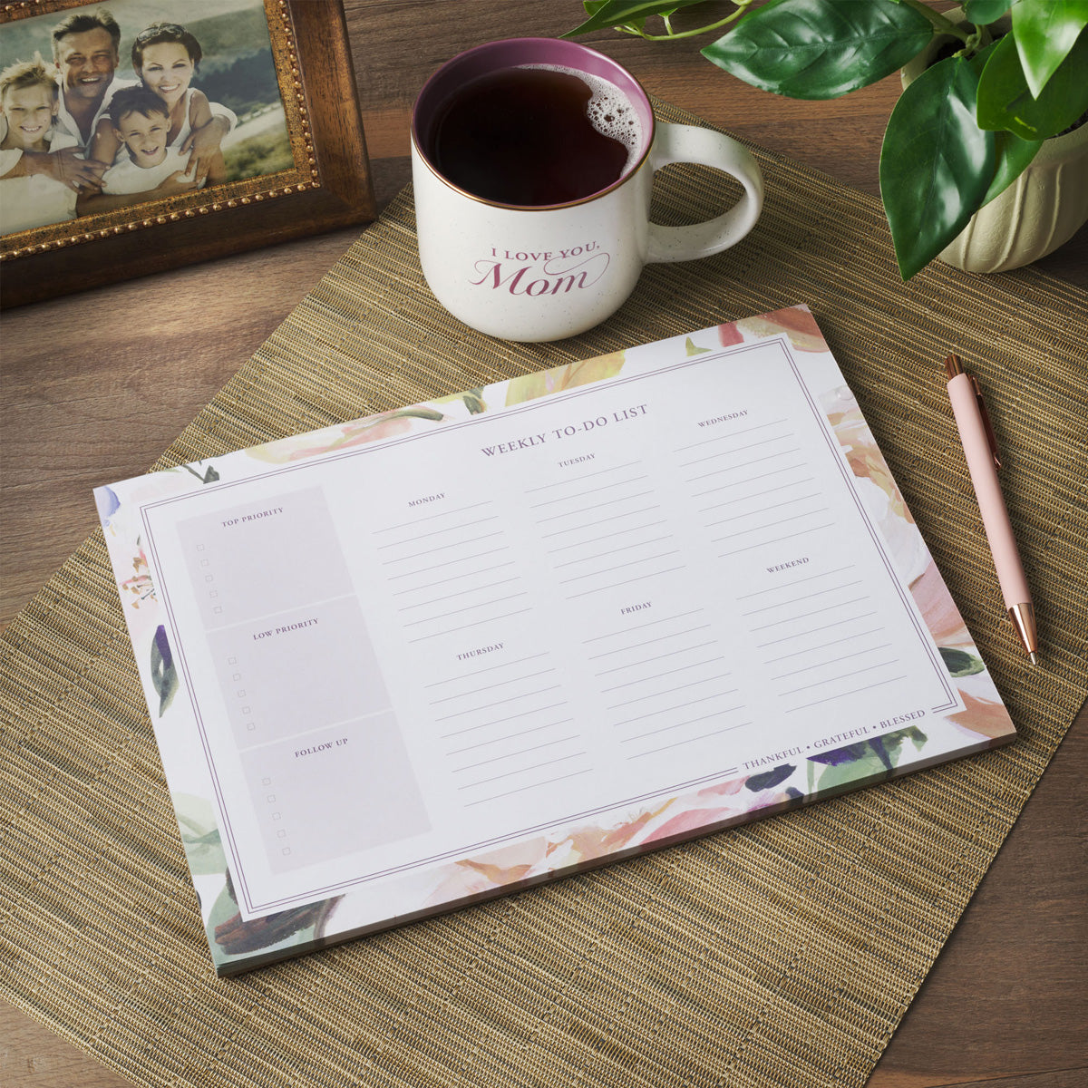 A4 Tear-Off Weekly To-Do List - Thankful Grateful Blessed