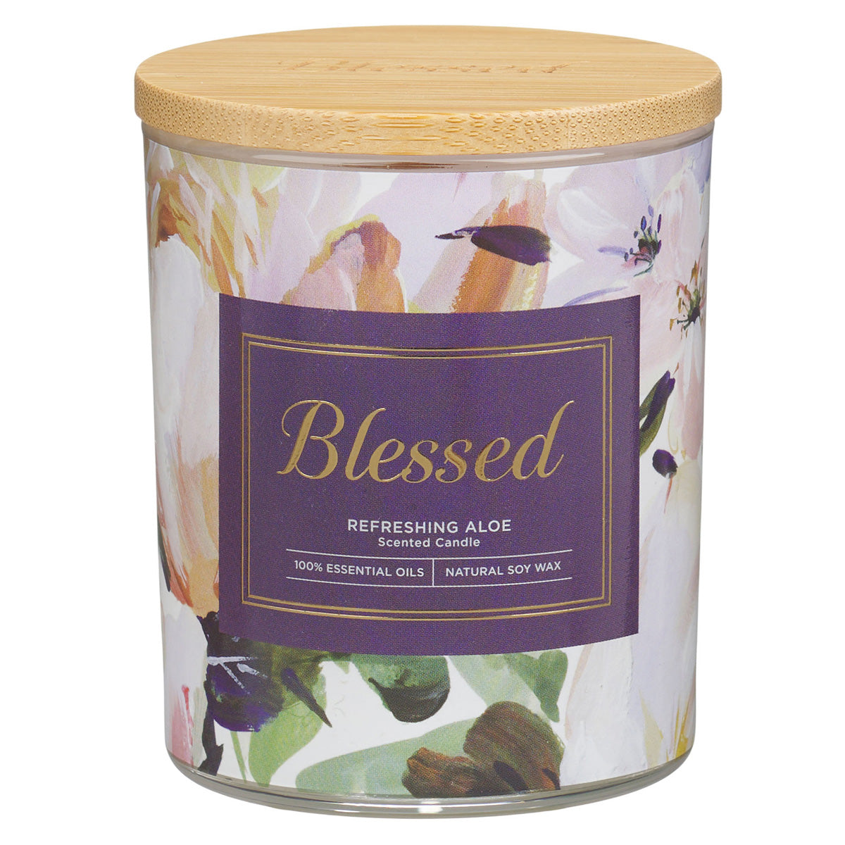 Blessed Refreshing Aloe Scented Candle with Bamboo Lid