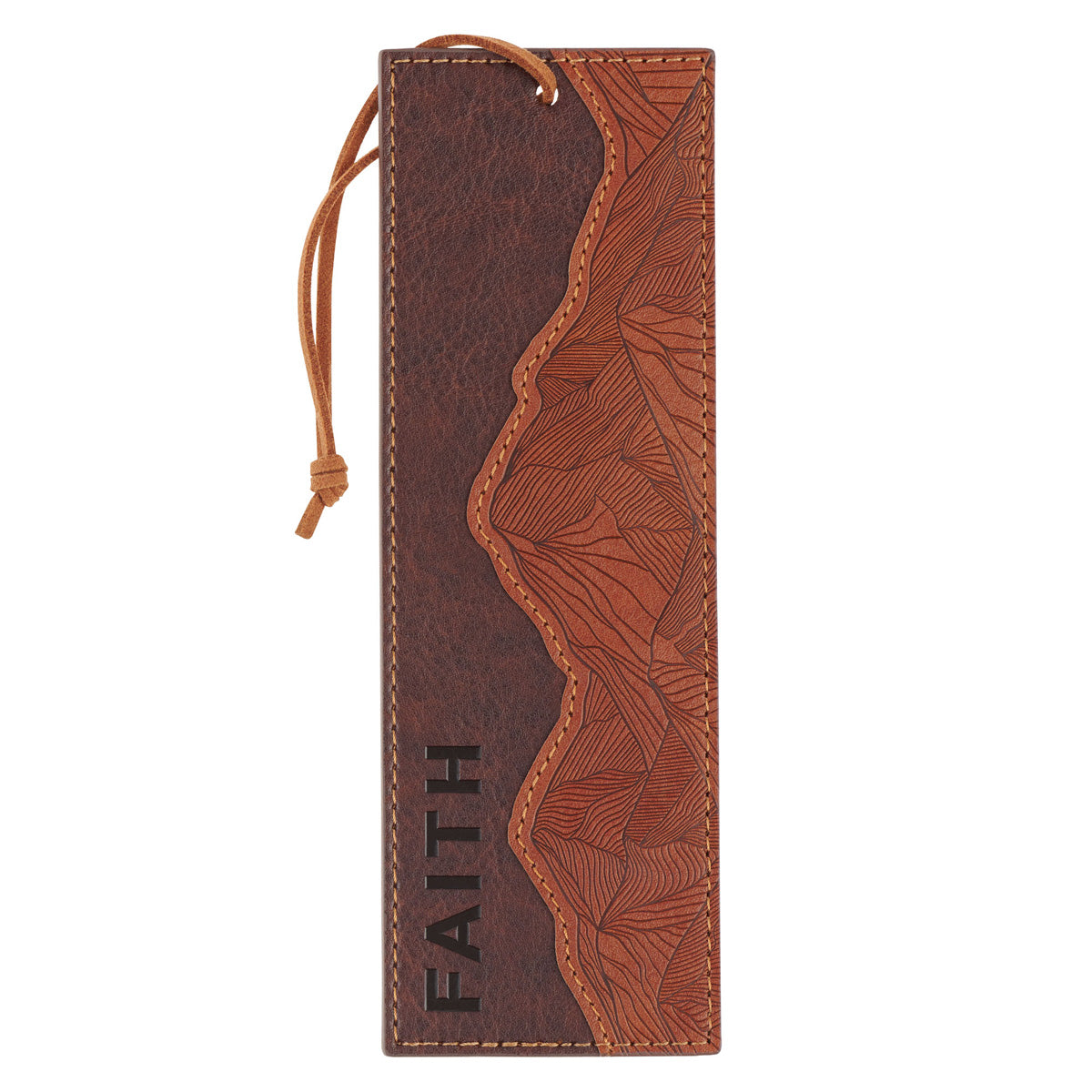Faith Mountains Two-Tone Brown Faux Leather Bookmark