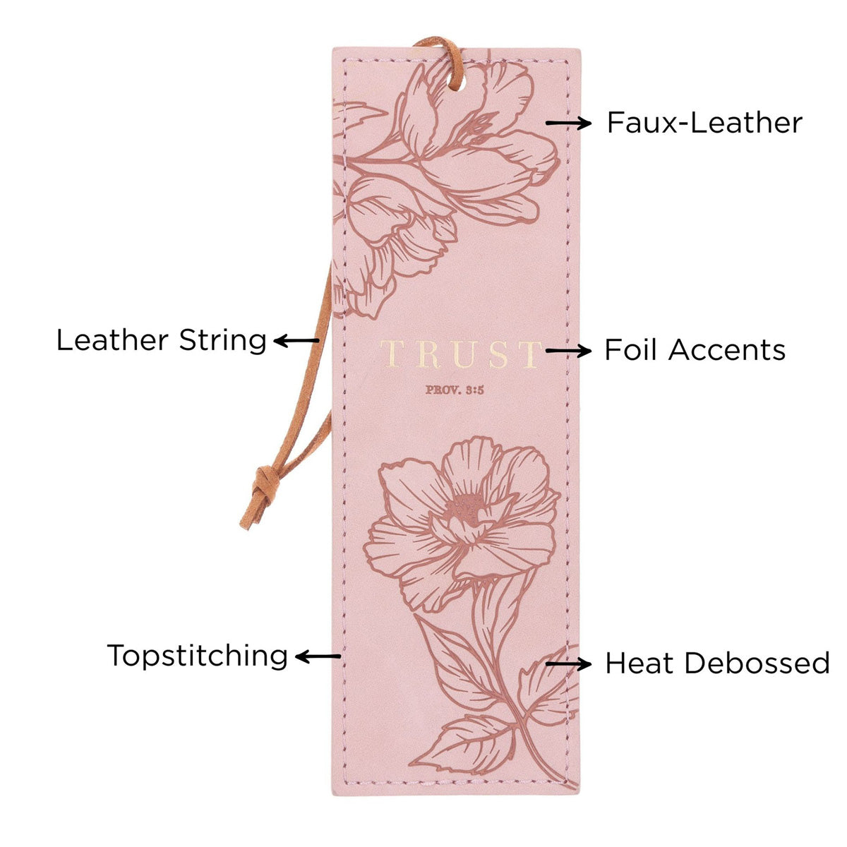 Trust Pink Faux Leather Bookmark