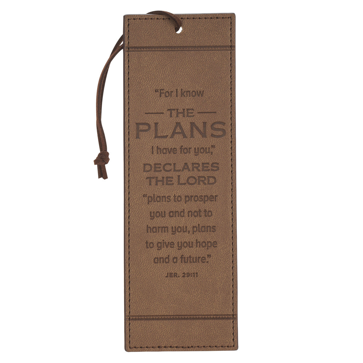 I Know the Plans Cocoa Brown Faux Leather Bookmark